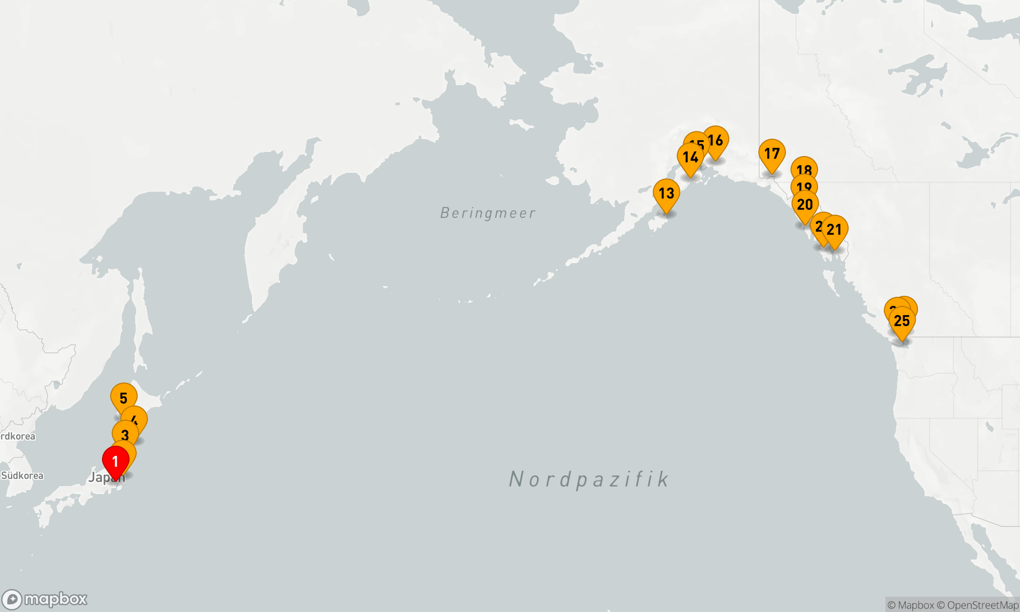 Route 25 Nächte - JAPAN & ALASKA TRANSPAZIFISCHE KREUZFAHRT: TOKYO,  KODIAK & VICTORIA