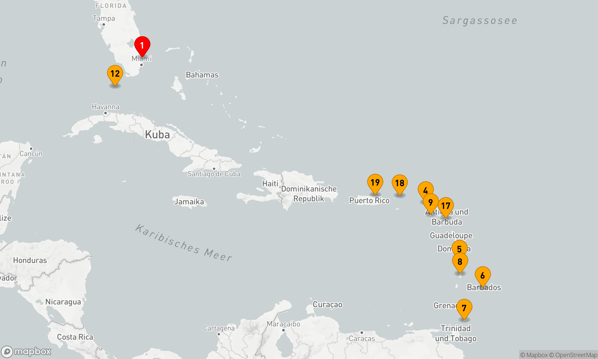 Route 21 Nächte - ÖSTLICHE KARIBIK: ANTIQUA,  ST. LUCIA UND BAHAMAS