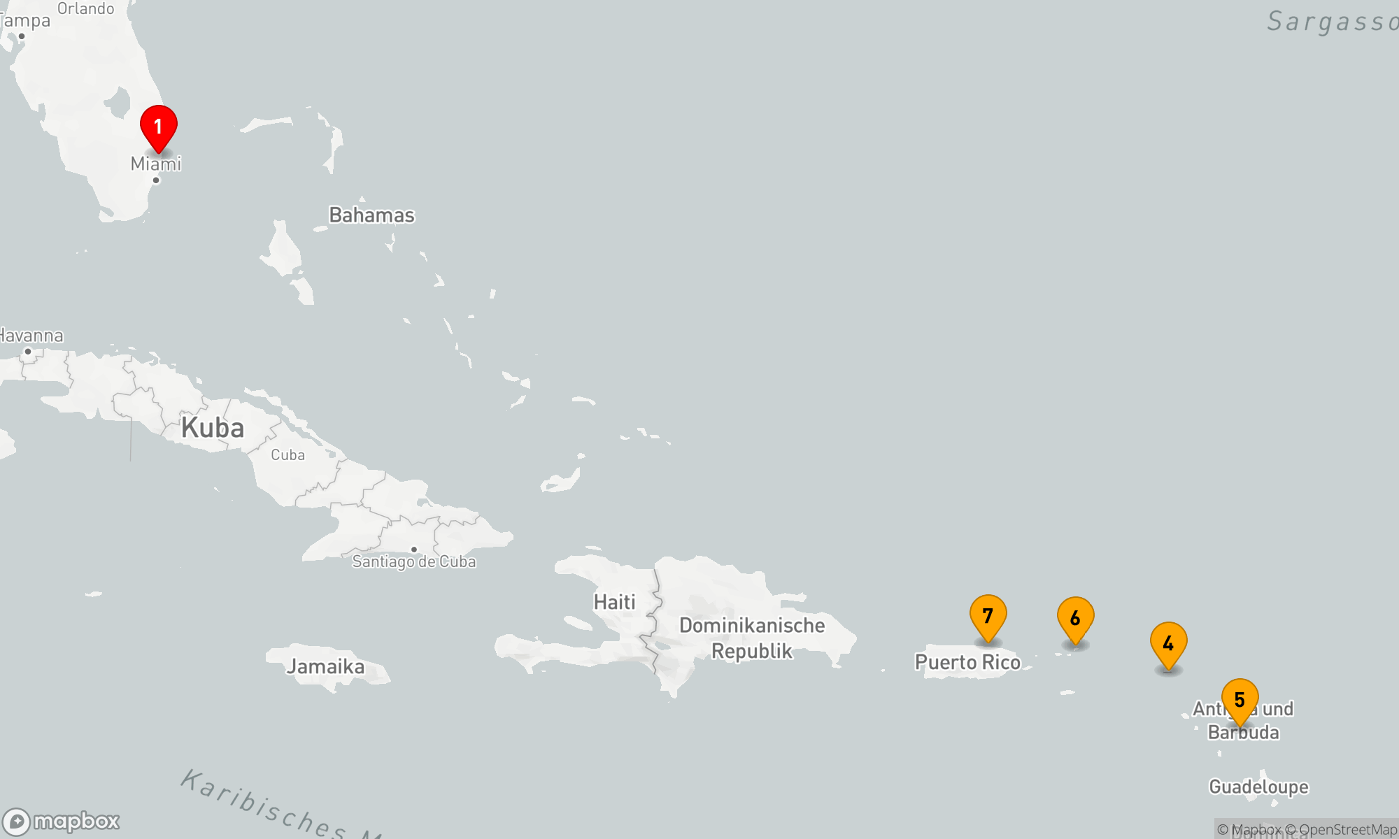 Route 9 Nächte - ÖSTLICHE KARIBIK: ST. MAARTEN,  ANTIGUA & BAHAMAS