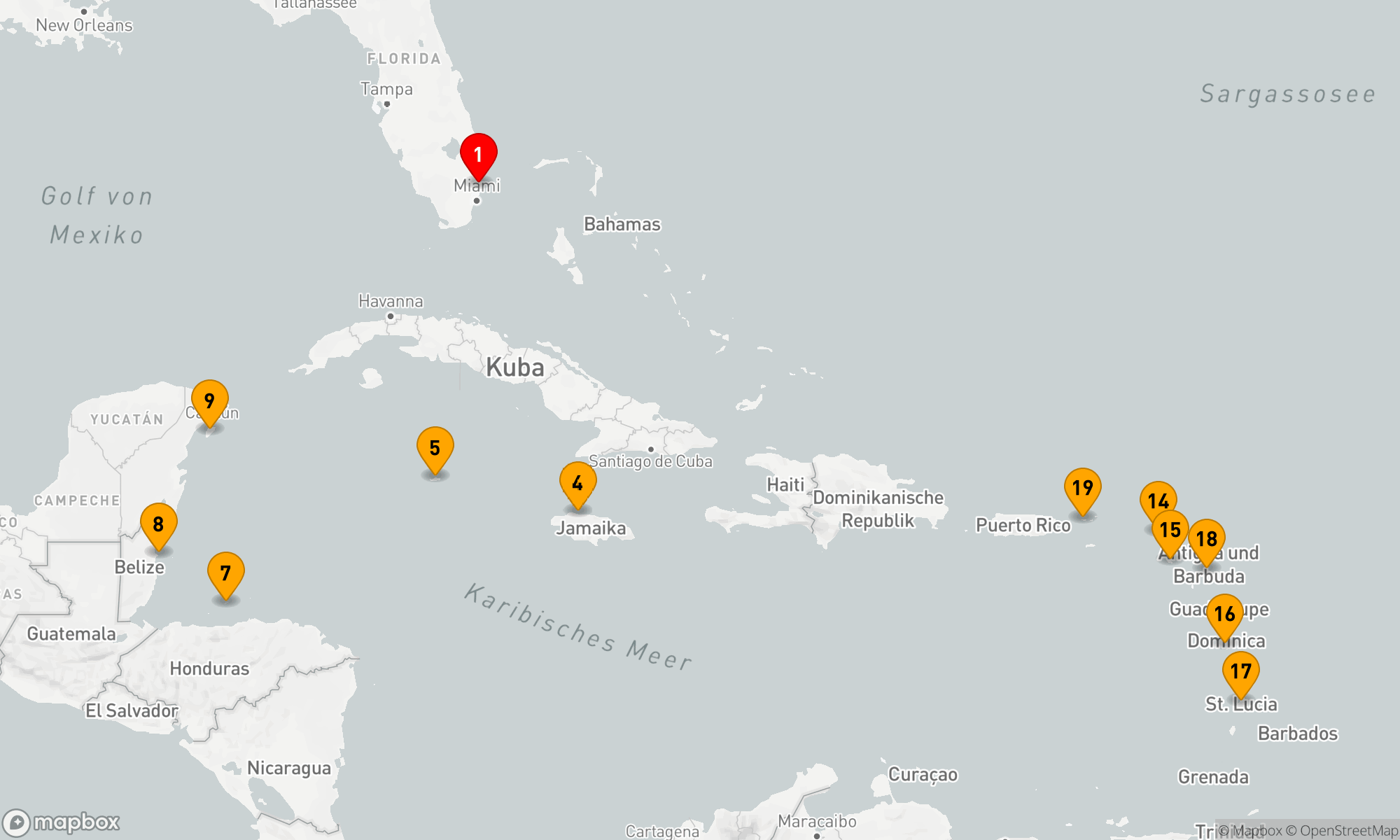 Route 21 Nächte - WESTLICHE & ÖSTLICHE KARIBIK: BELIZE & MEXIKO