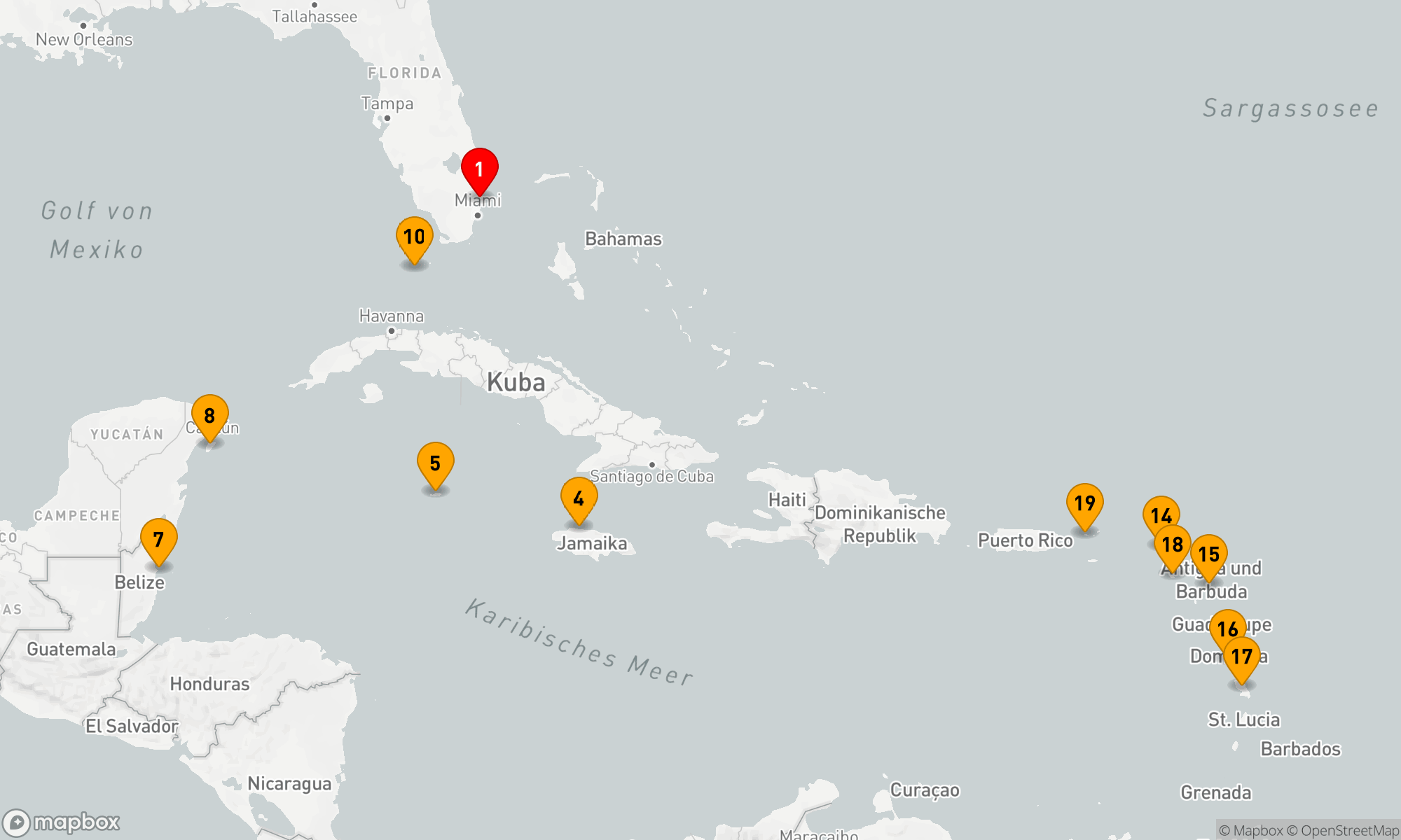 Route 21 Nächte - WESTLICHE & ÖSTLICHE KARIBIK: MEXIKO & INSELN UNTER DEM WINDE