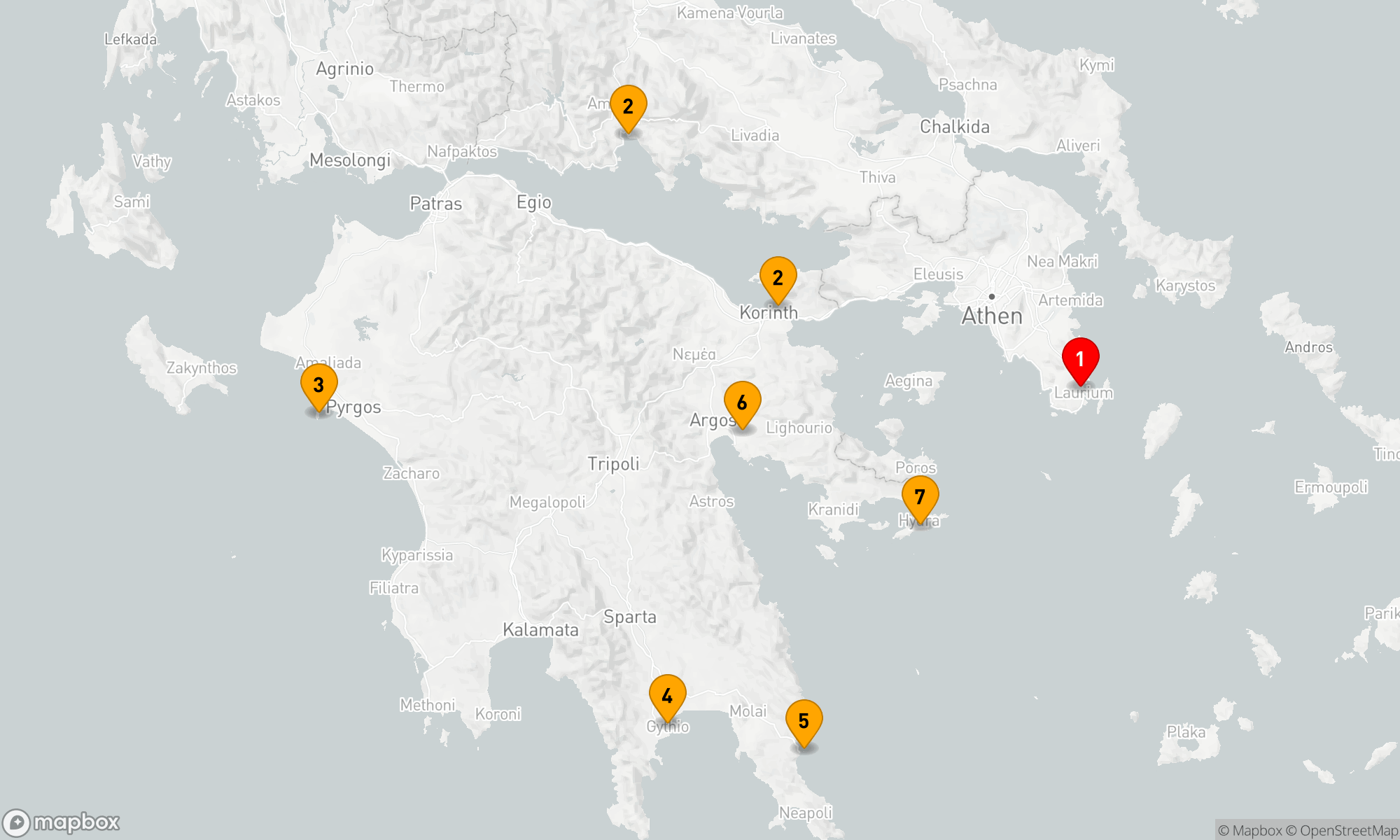 Route 7 Nächte - Schätze und Landschaften der Halbinsel Peloponnes