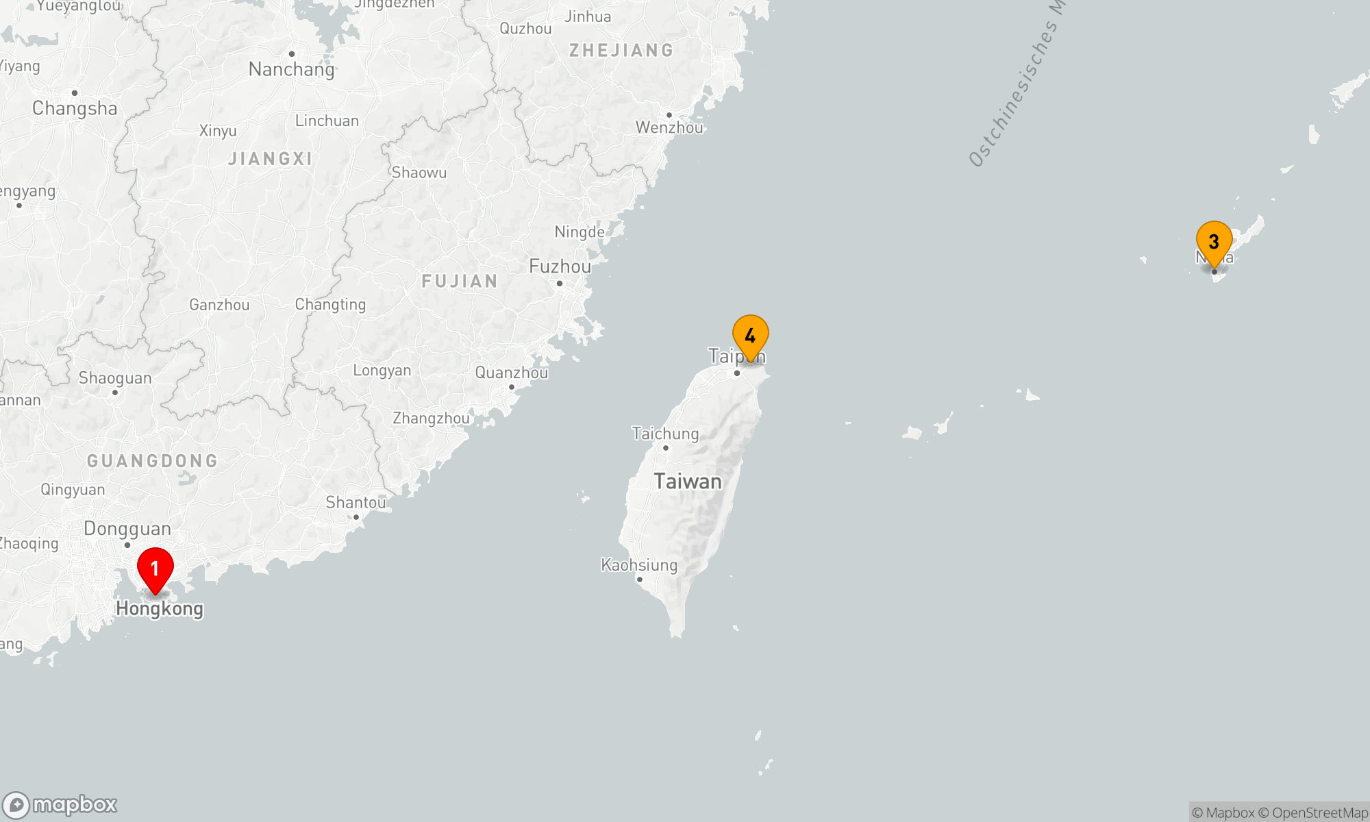 Route 5 Nächte - OKINAWA & TAIPEI KREUZFAHRT