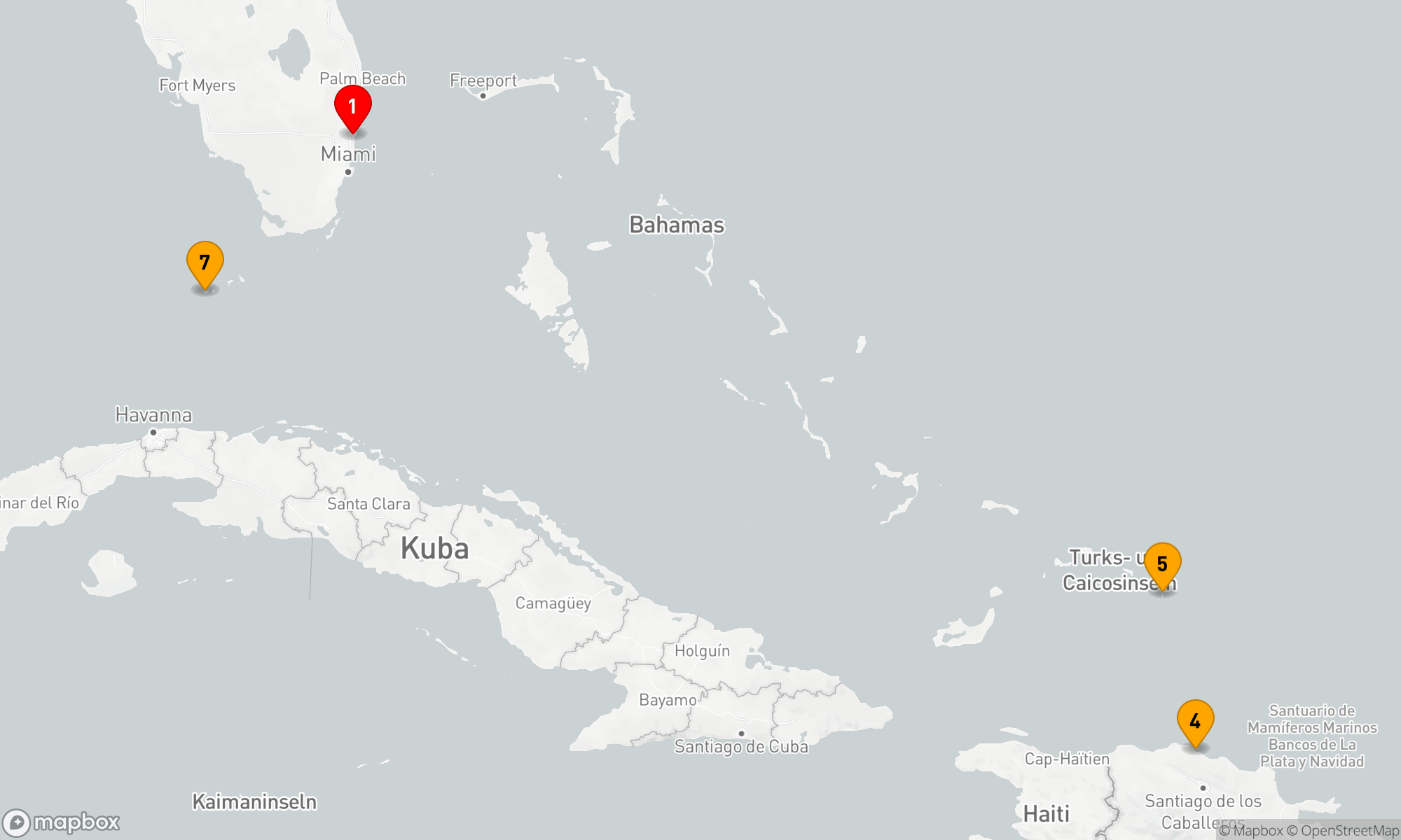 Route 7 Nächte - ÖSTLICHE KARIBIK: BERNSTEINBUCHT & BAHAMAS