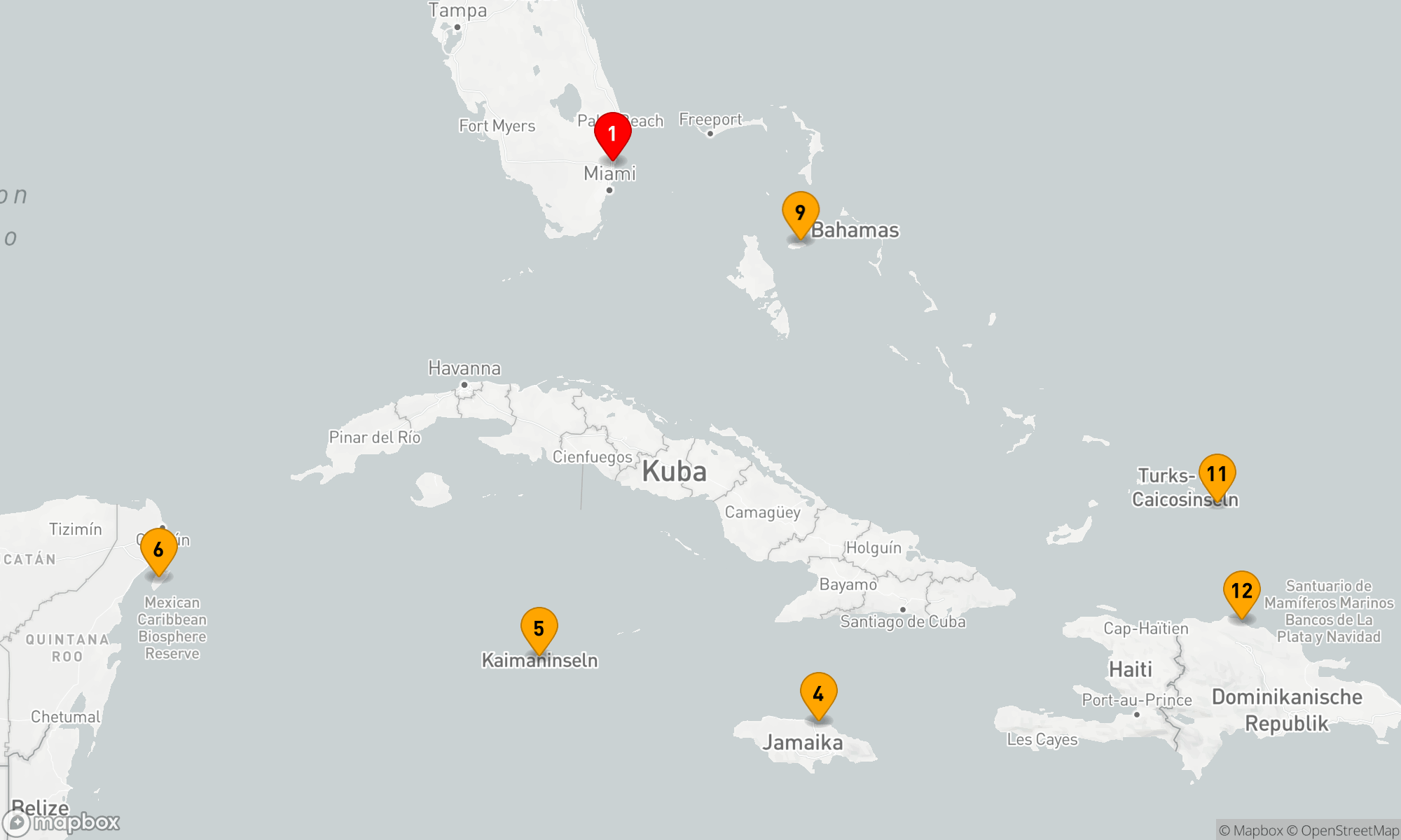 Route 14 Nächte - WESTLICHE & ÖSTLICHE KARIBIK: MEXIKO & BAHAMAS