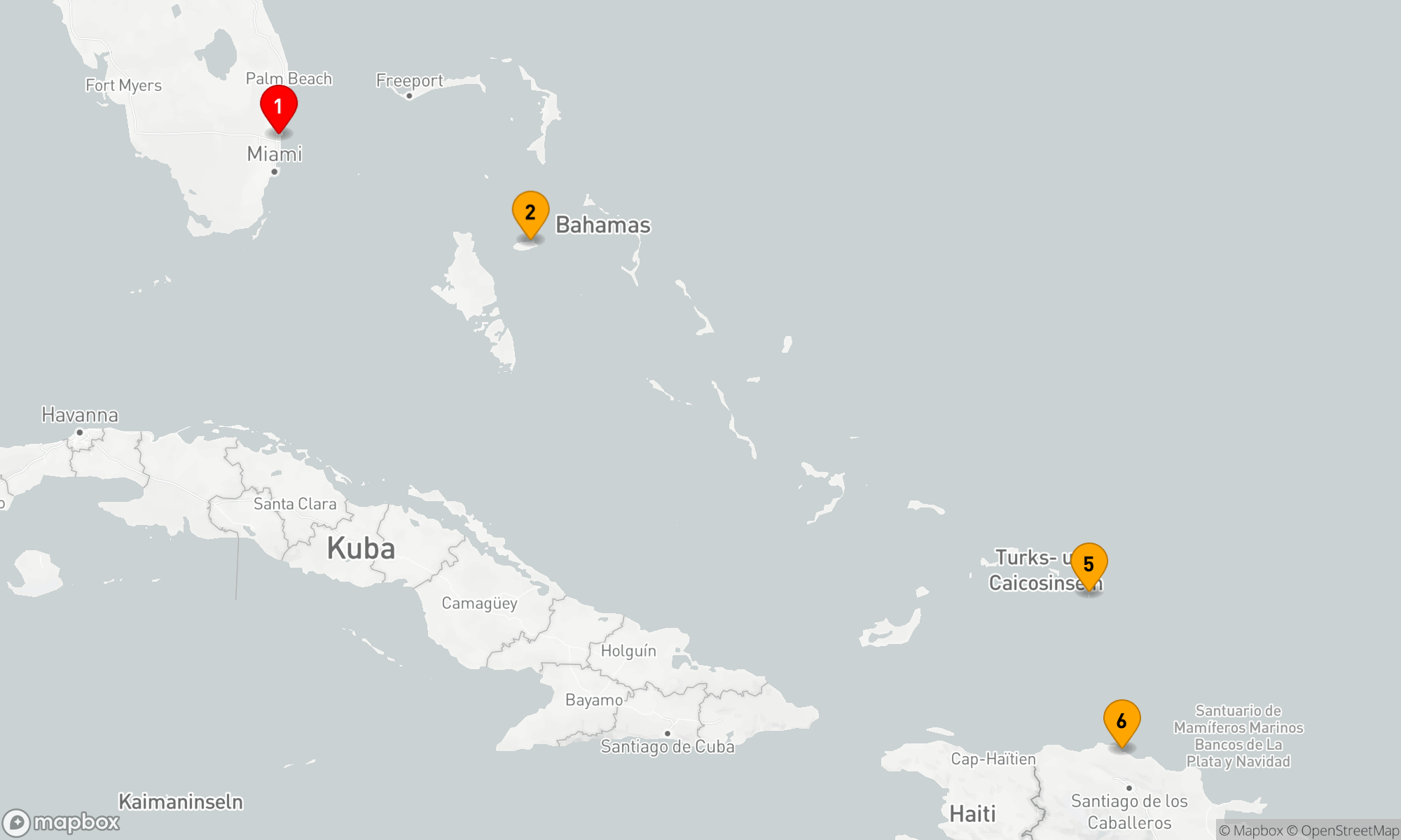 Route 7 Nächte - ÖSTLICHE KARIBIK: BERNSTEINBUCHT & BAHAMAS