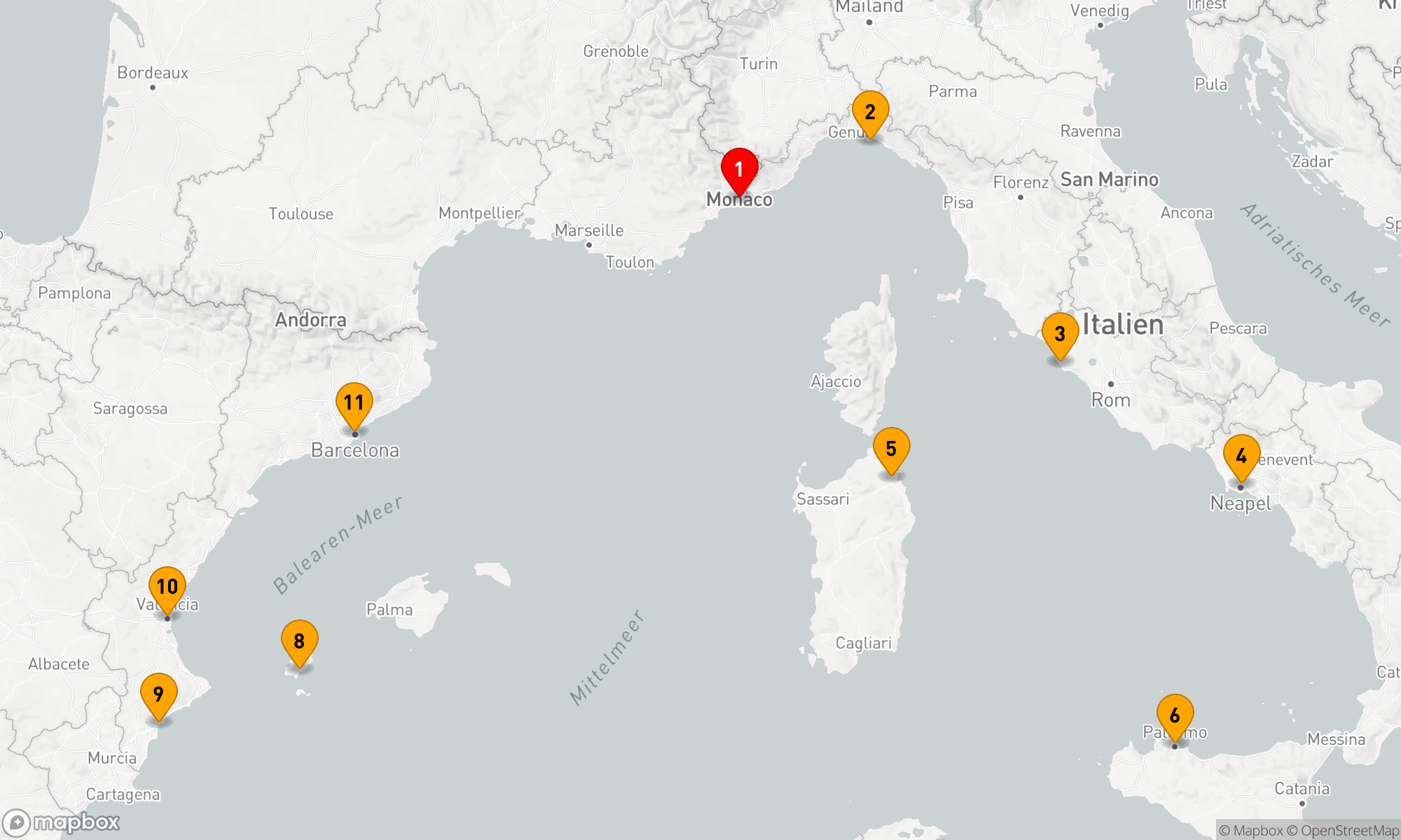 Route 10 Nächte - HAVENS OF ITALY & SPAIN