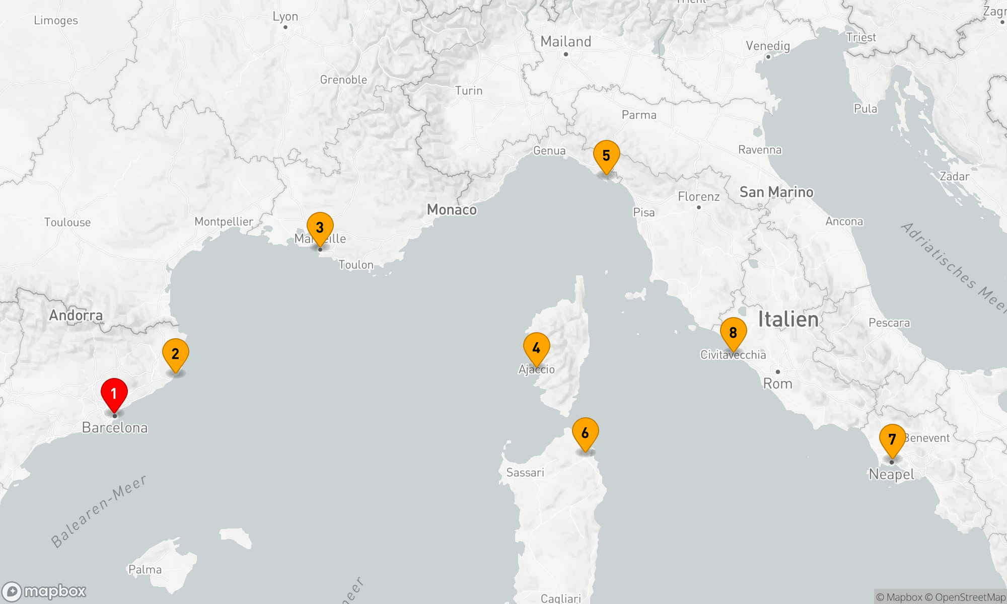 Route 7 Nächte - COSTA BRAVE & ITALY