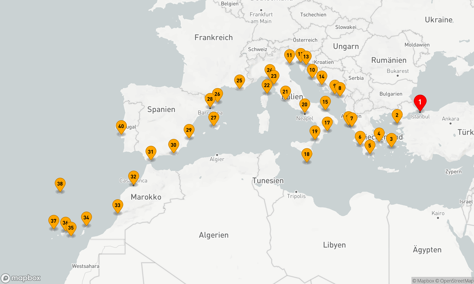 Route 39 Nächte - SOUTHERN MEDITERRANEAN GEMS