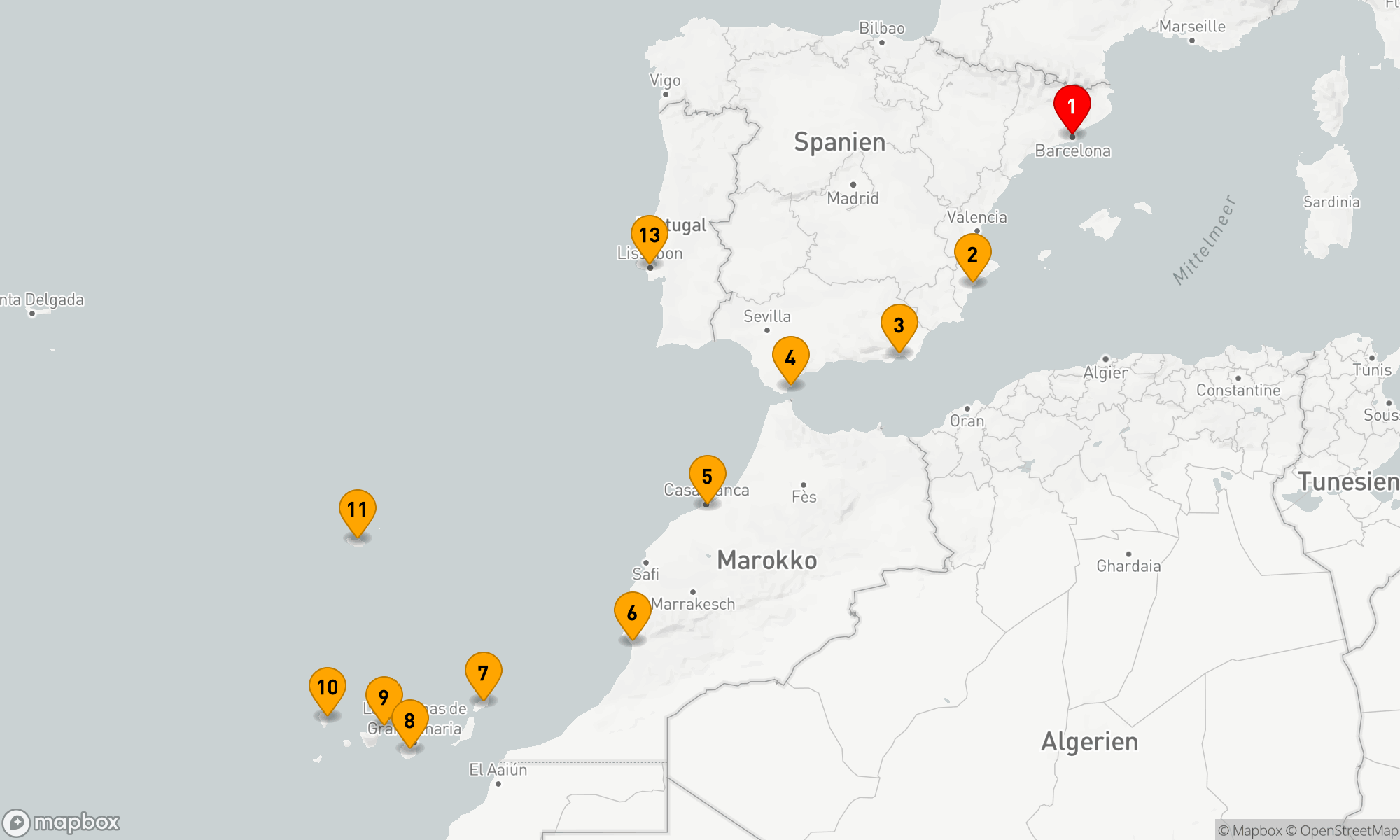 Route 12 Nächte - CANARIES,  MOROCCO & MORE
