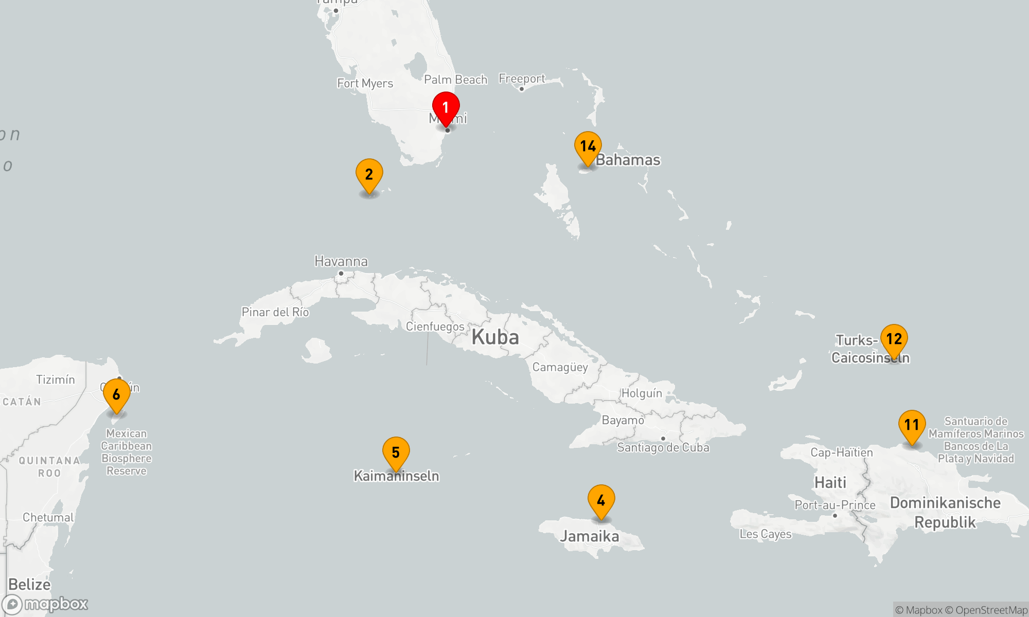 Route 14 Nächte - WESTLICHE & ÖSTLICHE KARIBIK: MEXIKO & BAHAMAS
