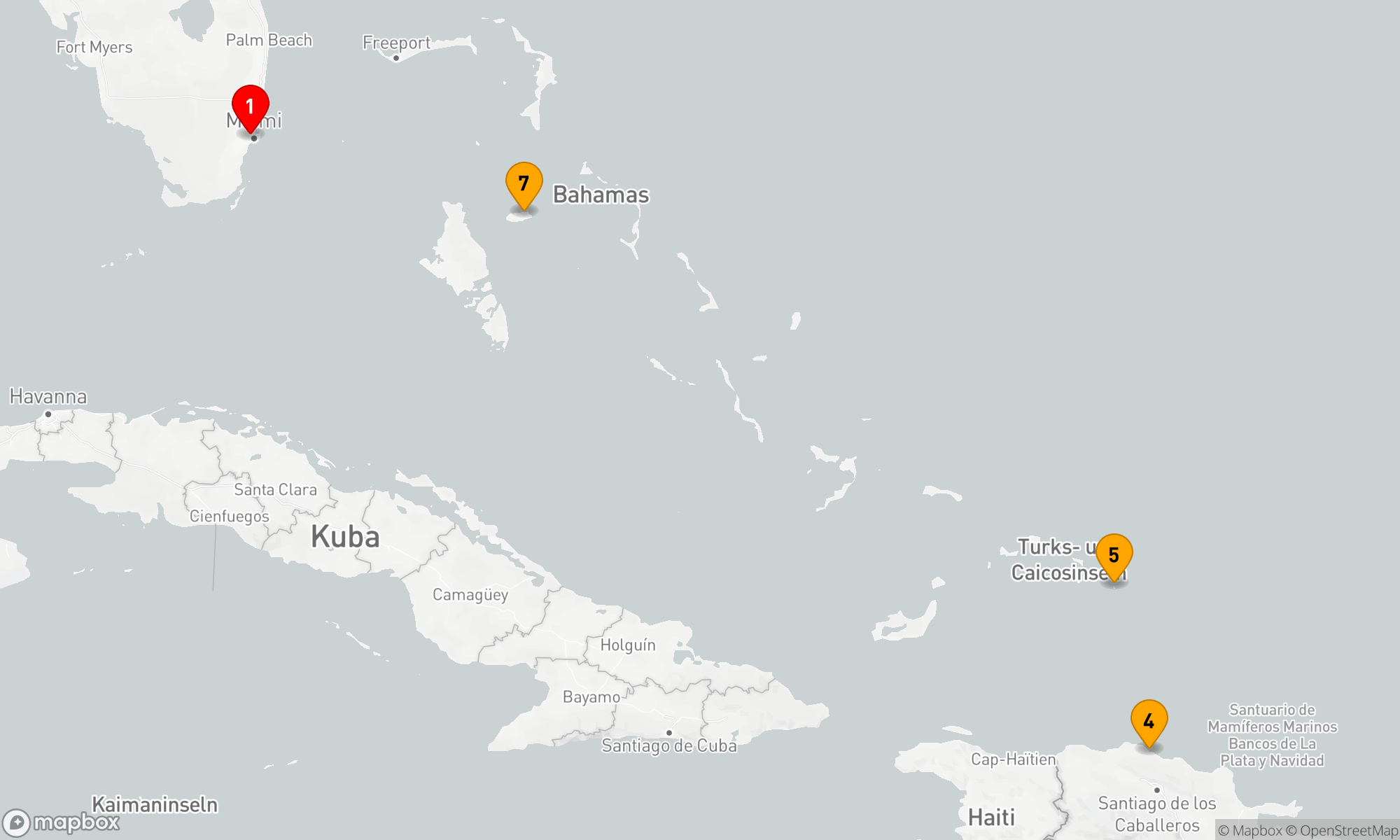 Route 7 Nächte - ÖSTLICHE KARIBIK: BERNSTEINBUCHT & BAHAMAS