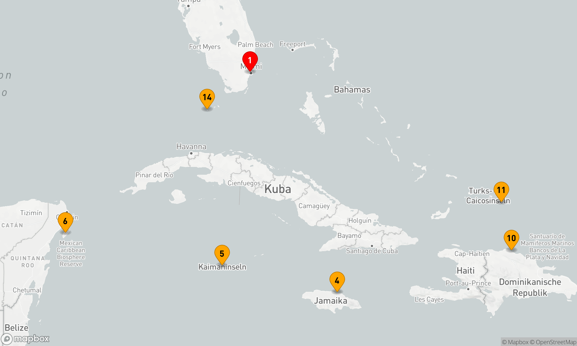 Route 14 Nächte - WESTLICHE & ÖSTLICHE KARIBIK: MEXIKO & BAHAMAS URLAUB