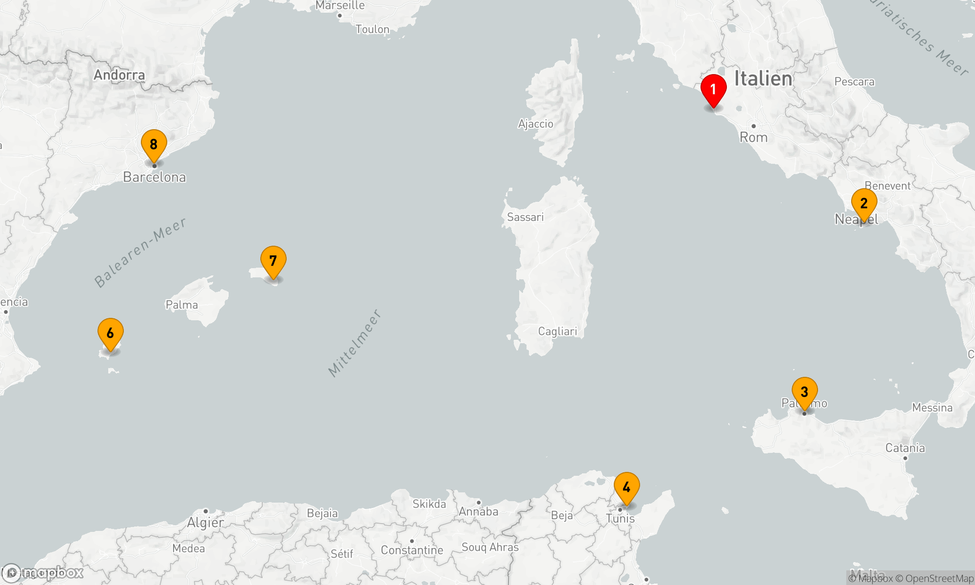 Route 7 Nächte - Mittelmeerzauber von Rom nach Barcelona