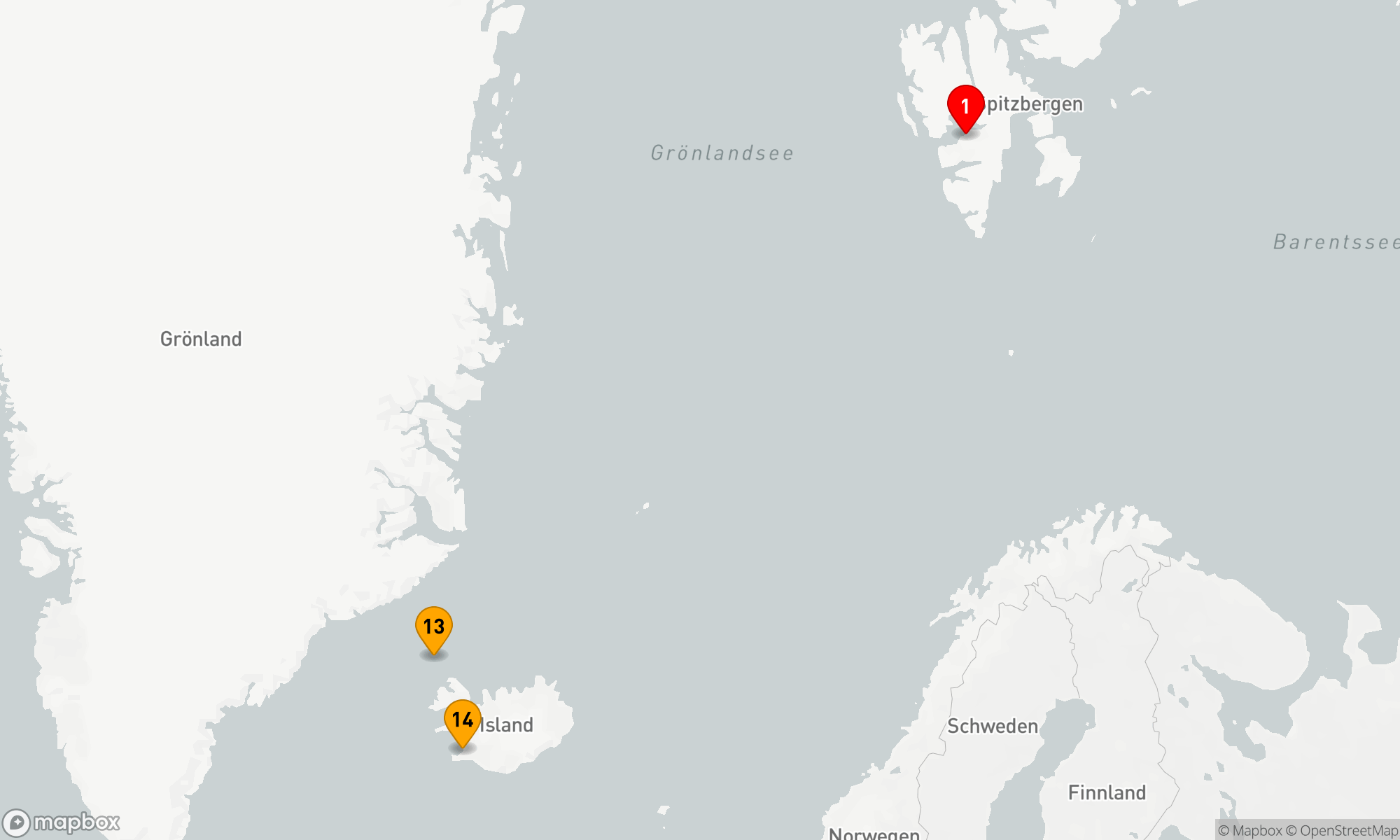 Route 13 Nächte - Drei Perlen der Arktis: Spitzbergen,  Grönland & Island
