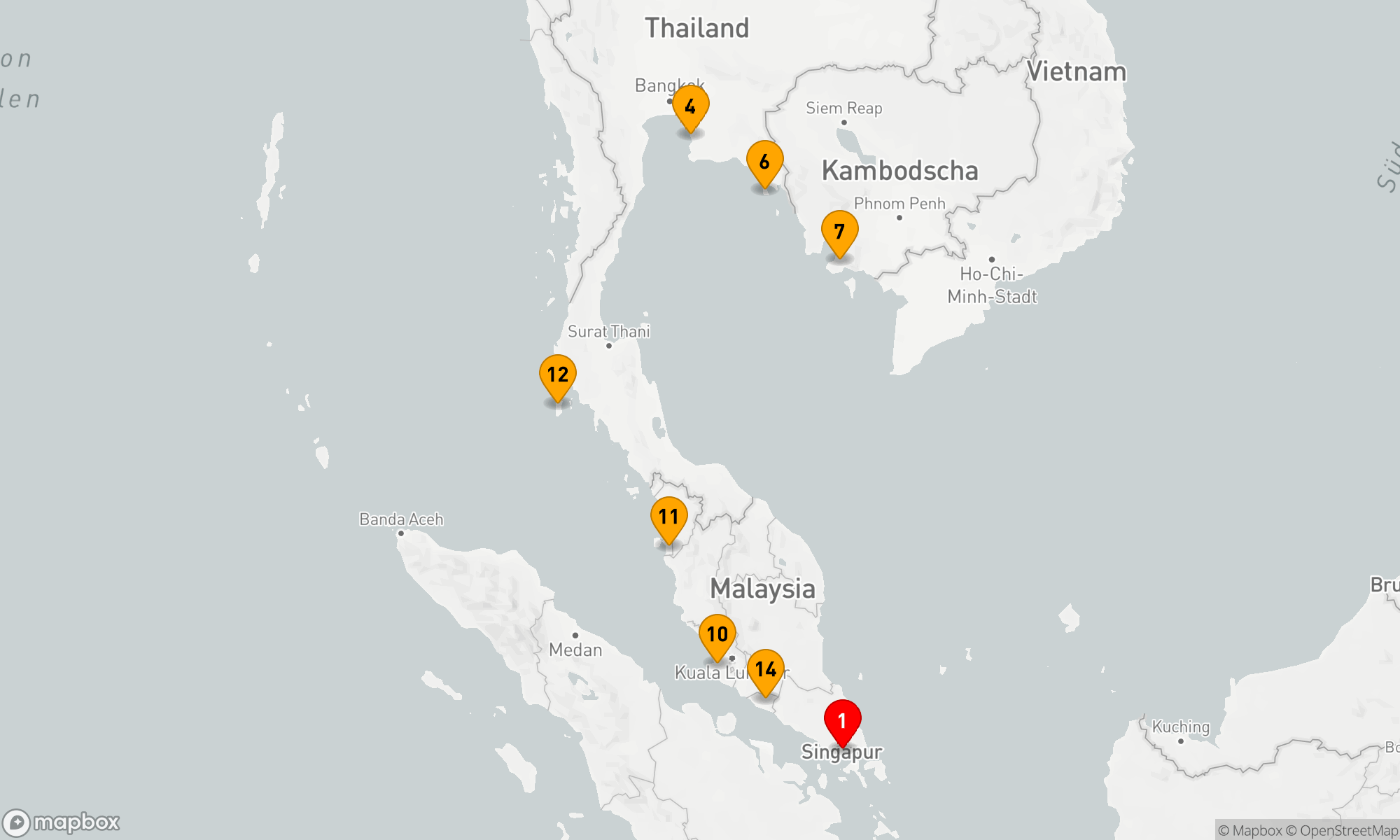 Route 14 Nächte - GOLF VON THAILAND & MALAYSISCHE HALBINSEL