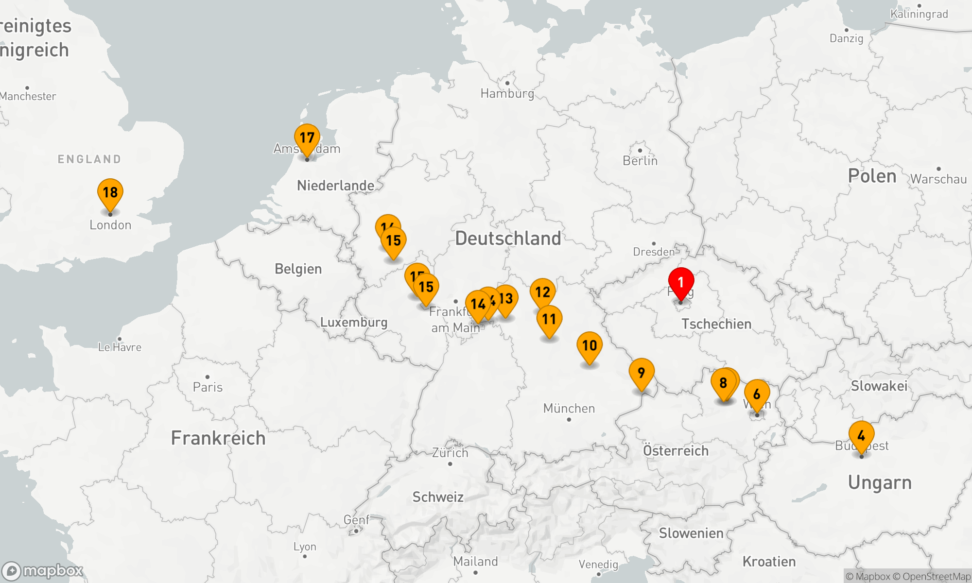 Route 20 Nächte - Juwelen Europas mit Prag und London