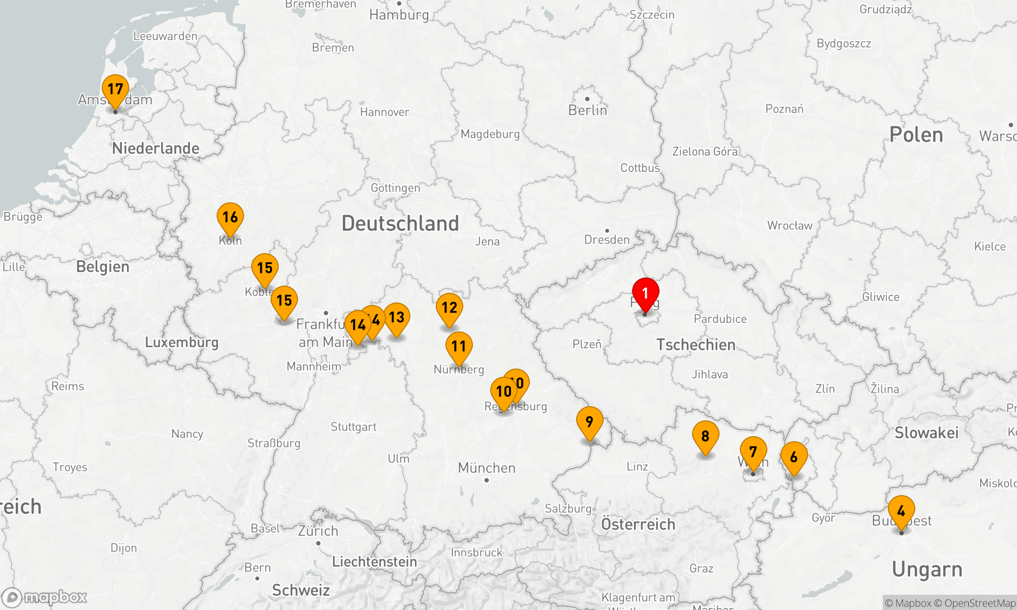Route 17 Nächte - Prag & Weihnachtsmärkte in Europa