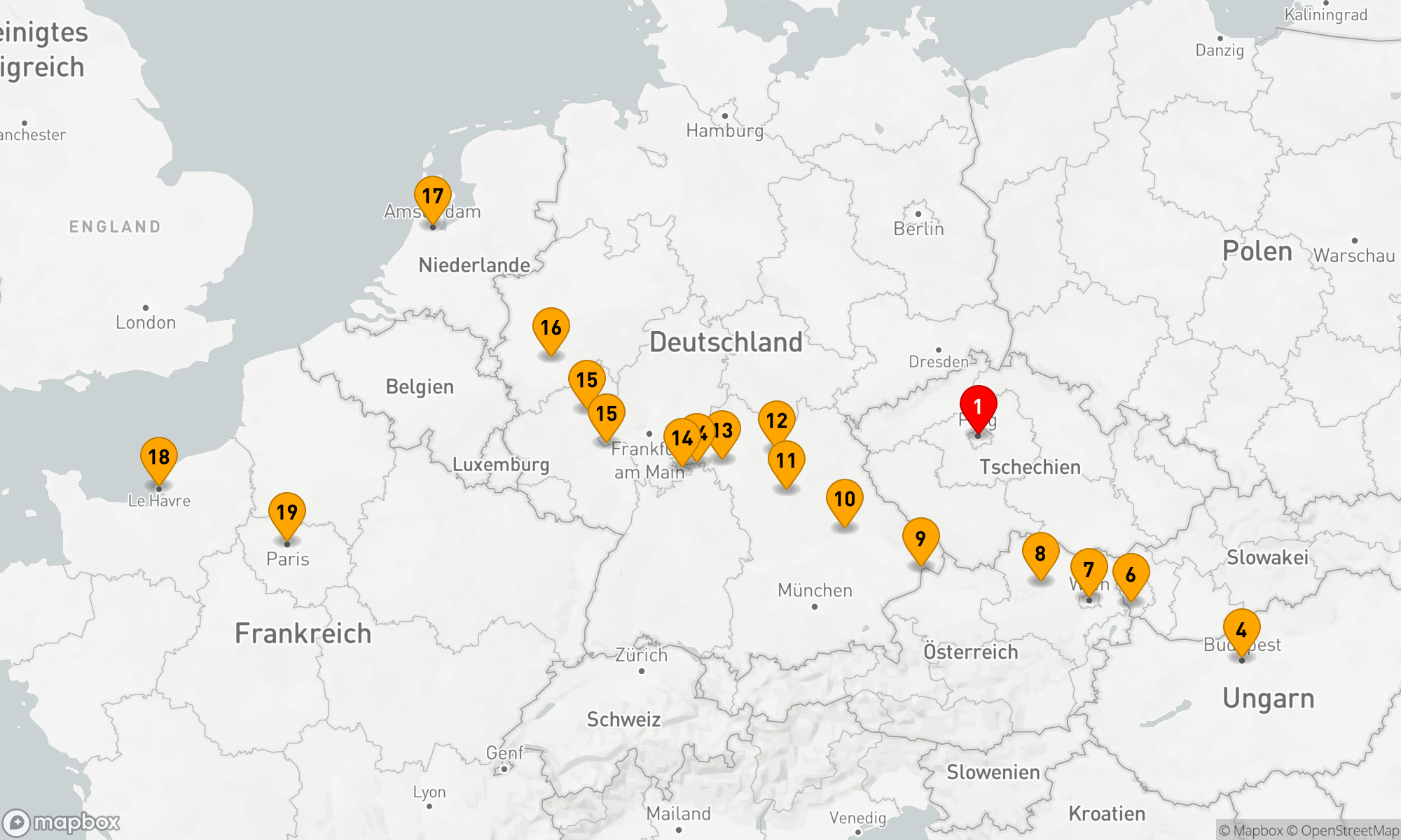 Route 20 Nächte - Von Prag nach Paris und die Schönheiten Europas