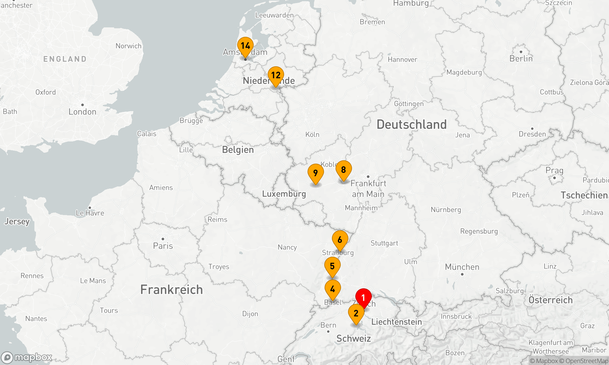 Route 13 Nächte - Luzern - Zürich & Rheinschlösser & Mosel-Weinberge