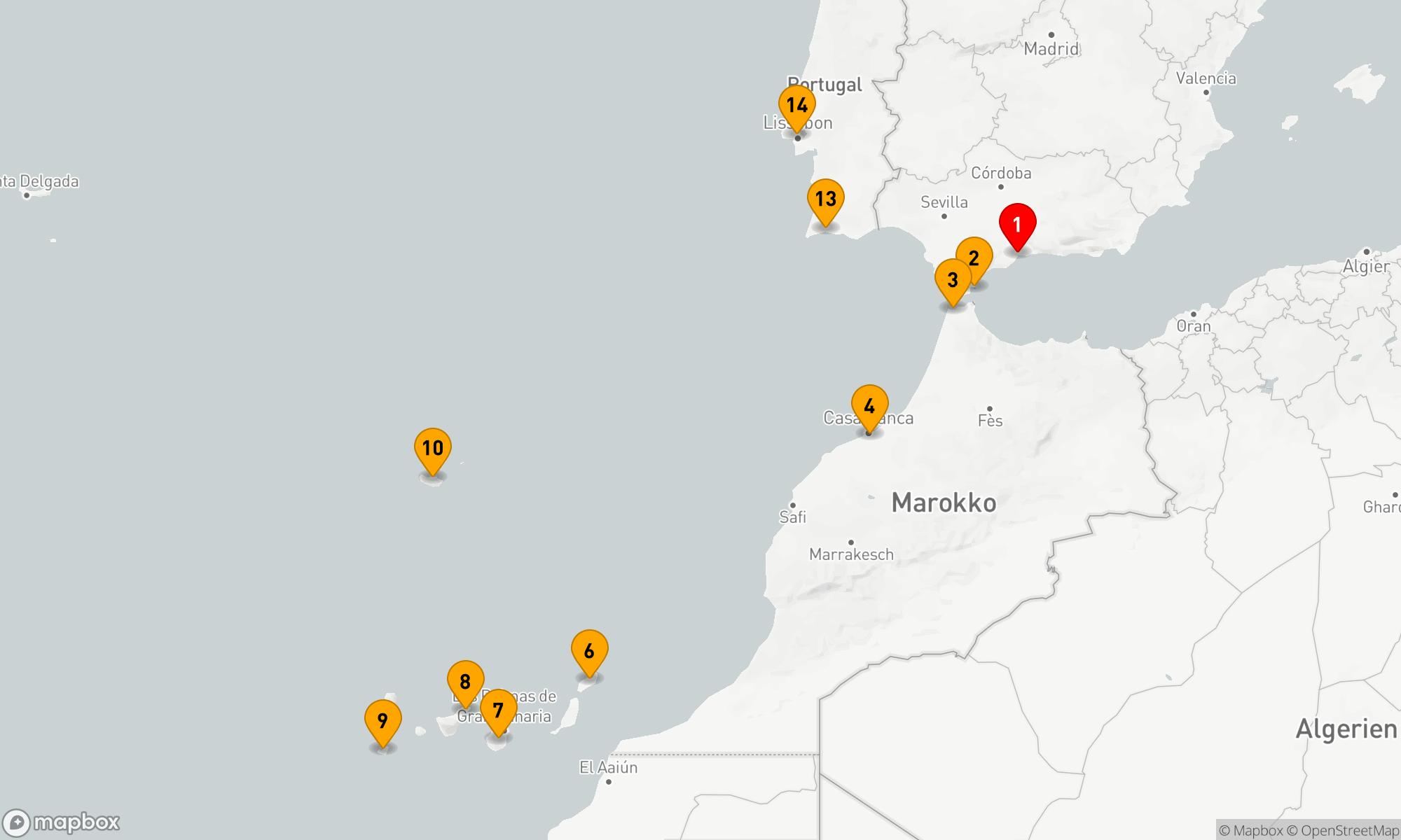 Route 13 Nächte - Von der Costa del Sol zur Perle des Atlantiks: kulturelle Entdeckungen und Inselparadiese