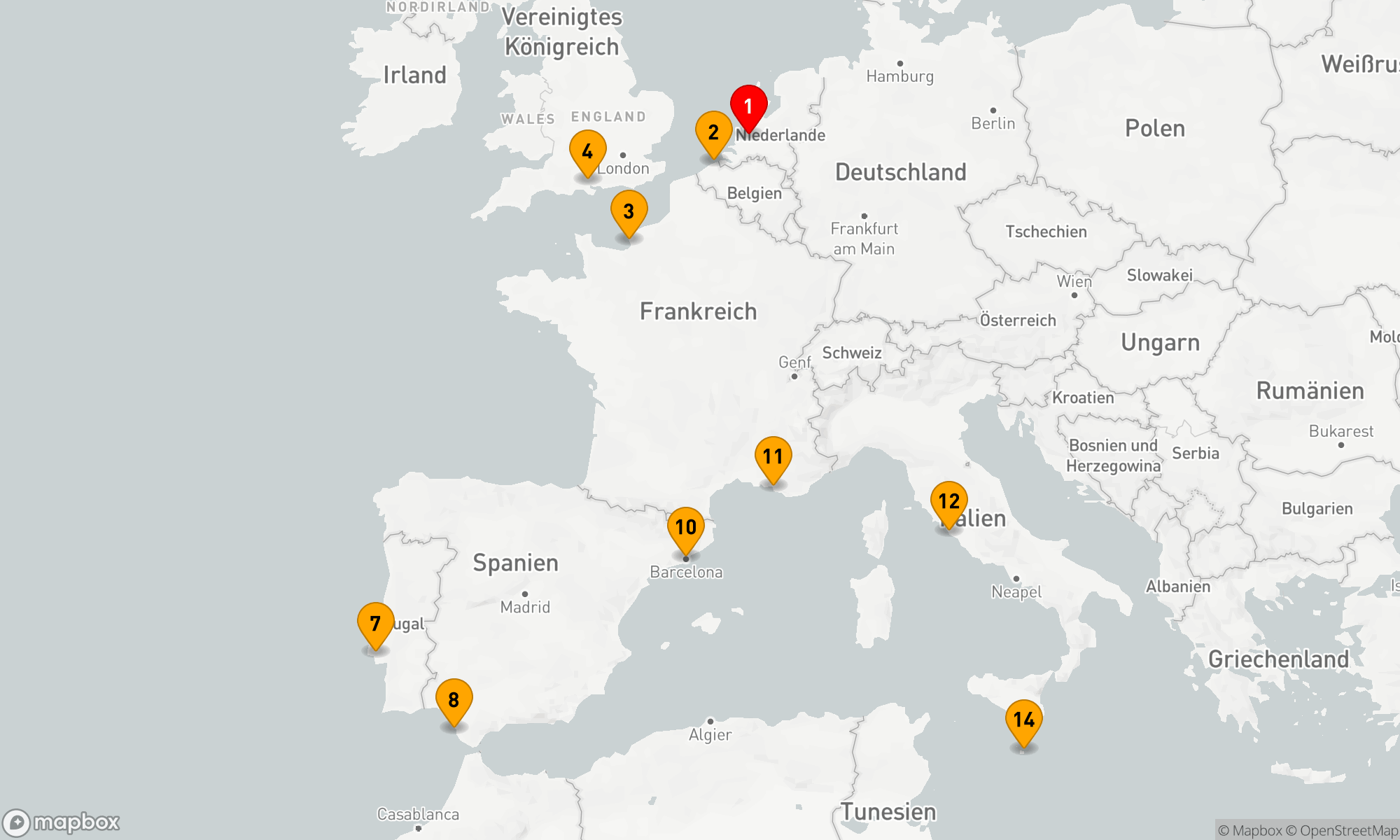 Route 13 Nächte - Von der Nordsee bis zum Mittelmeer: Eine kulturelle Entdeckungsreise