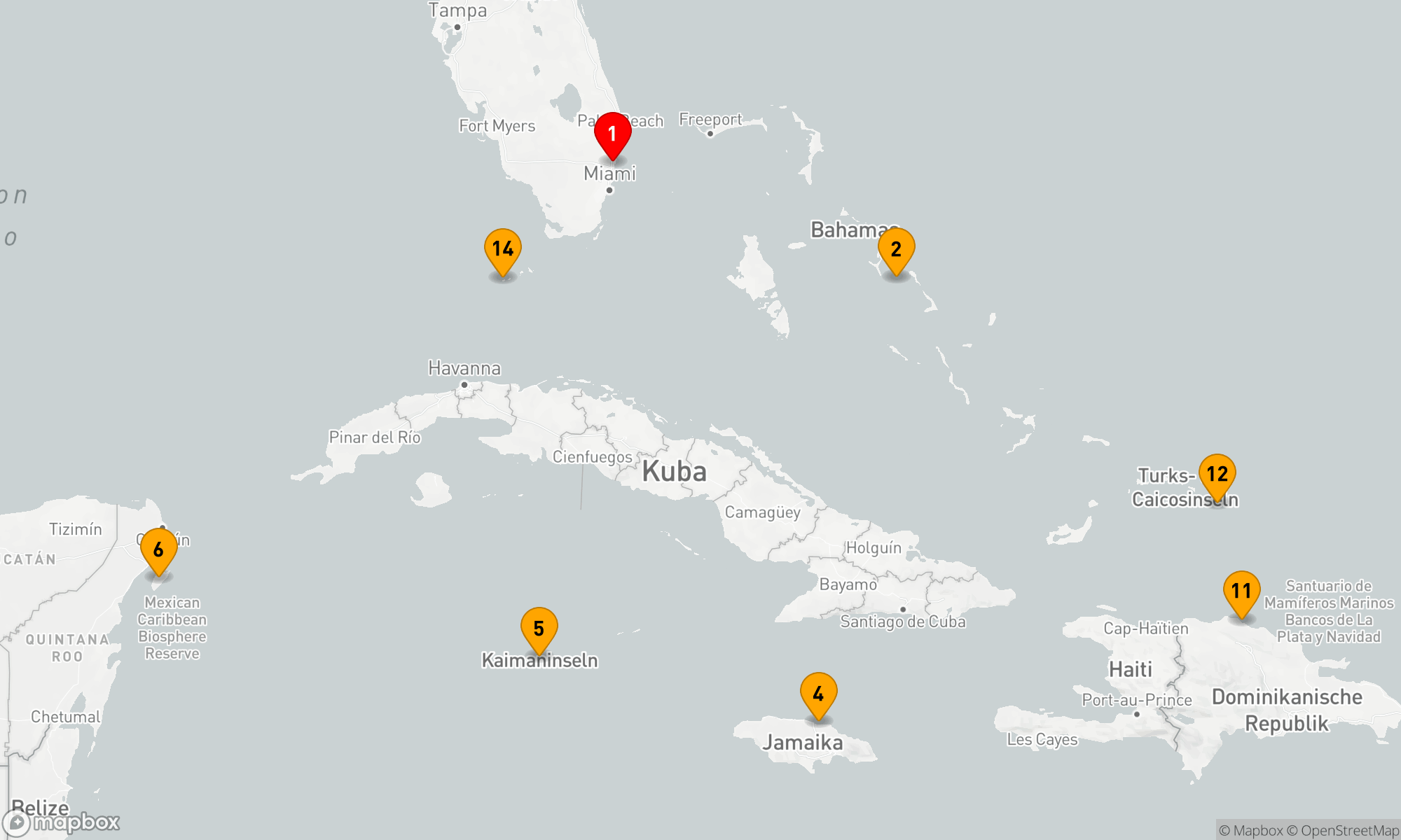 Route 14 Nächte - WESTLICHE & ÖSTLICHE KARIBIK: MEXIKO & BAHAMAS