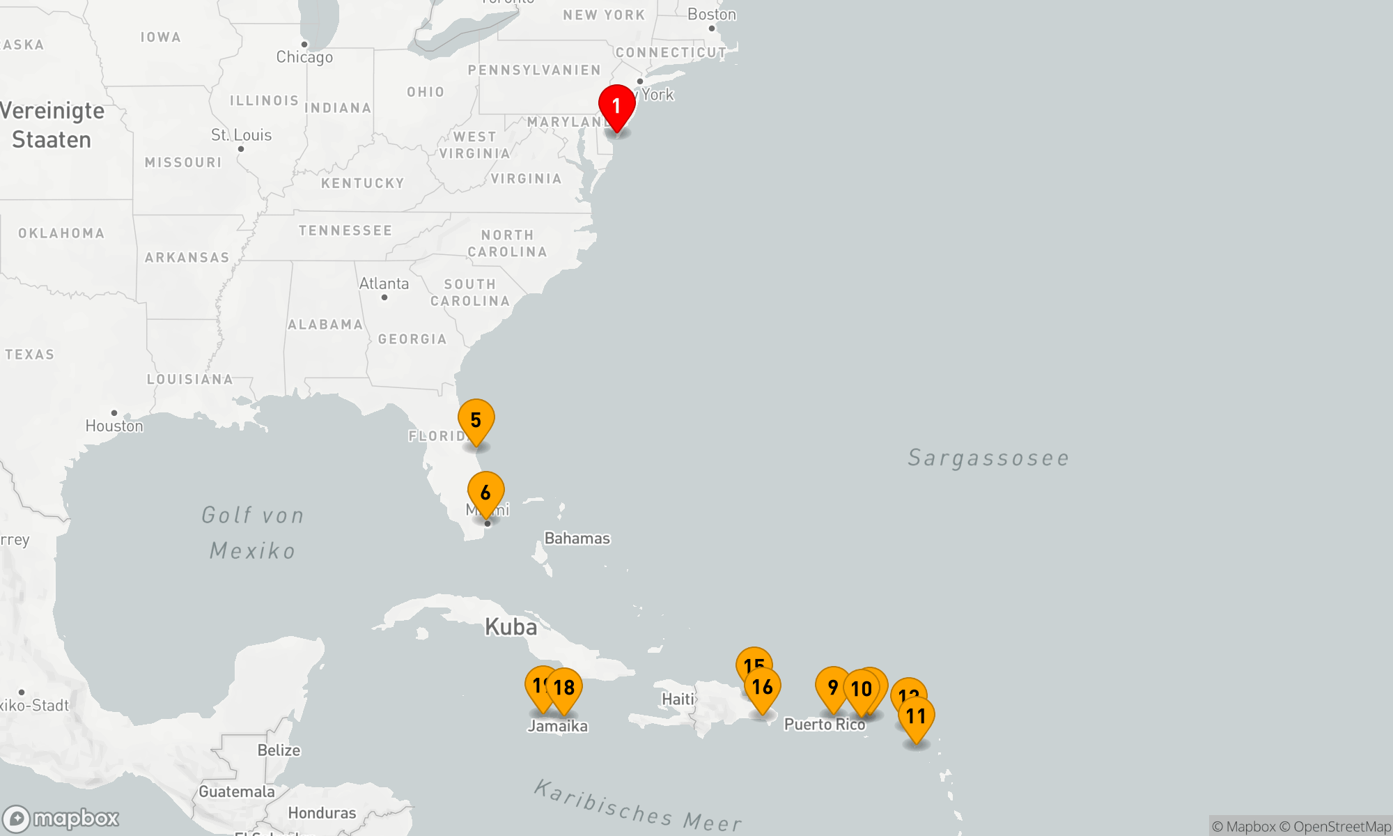 Route 18 Nächte - USA Ostküste & Karibiksonne