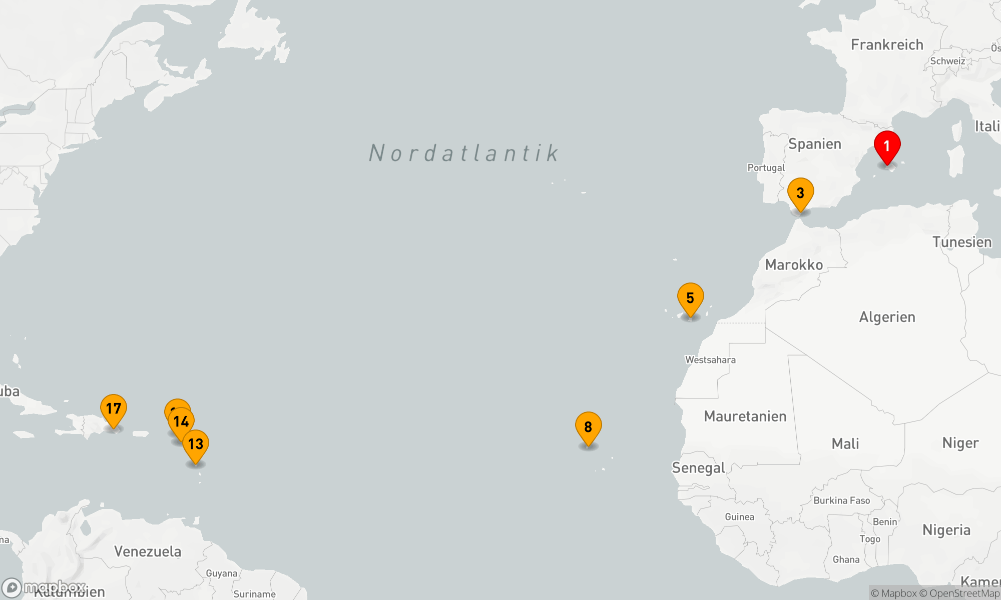 Route 16 Nächte - Auszeit auf dem Atlantik