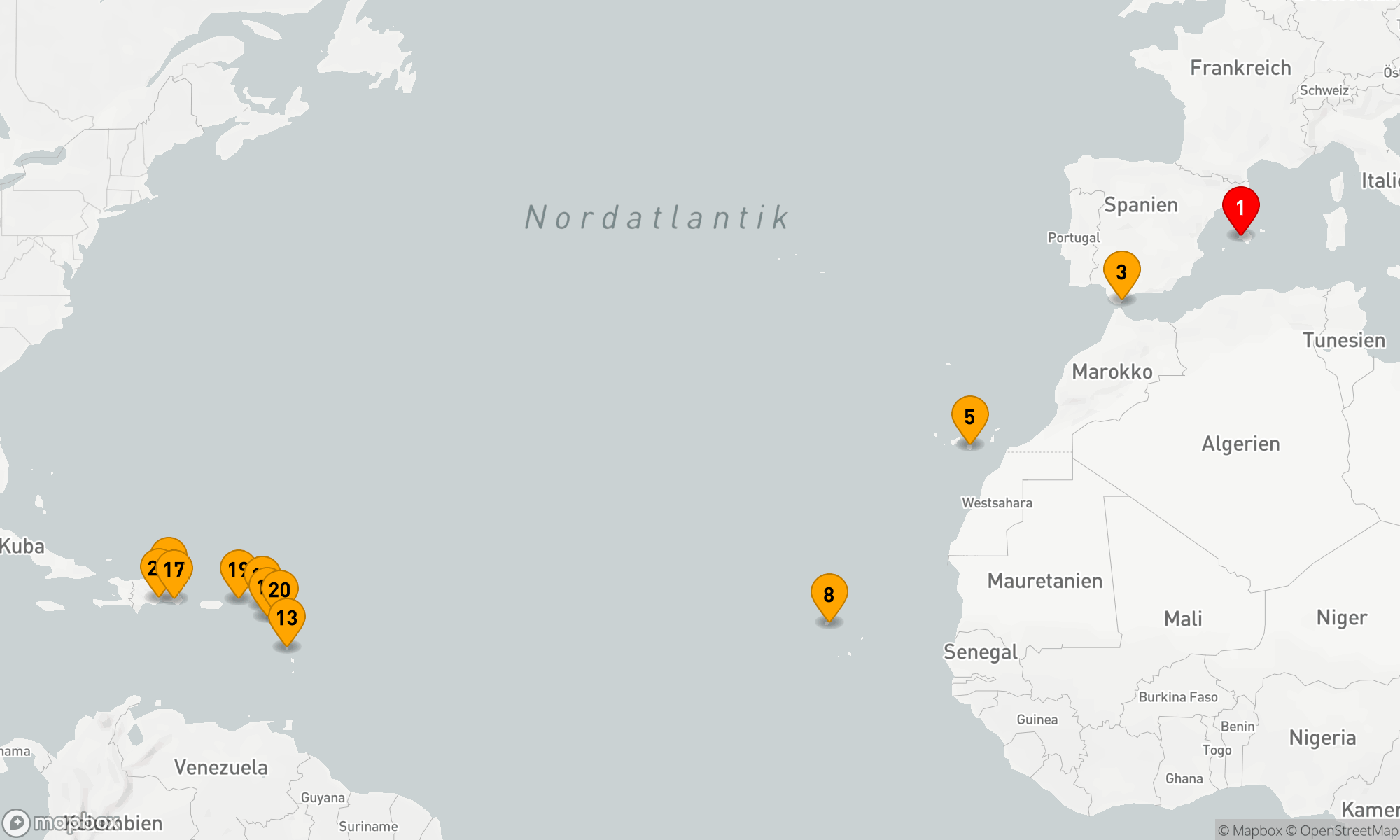 Route 23 Nächte - Auszeit auf dem Atlantik und Karibik