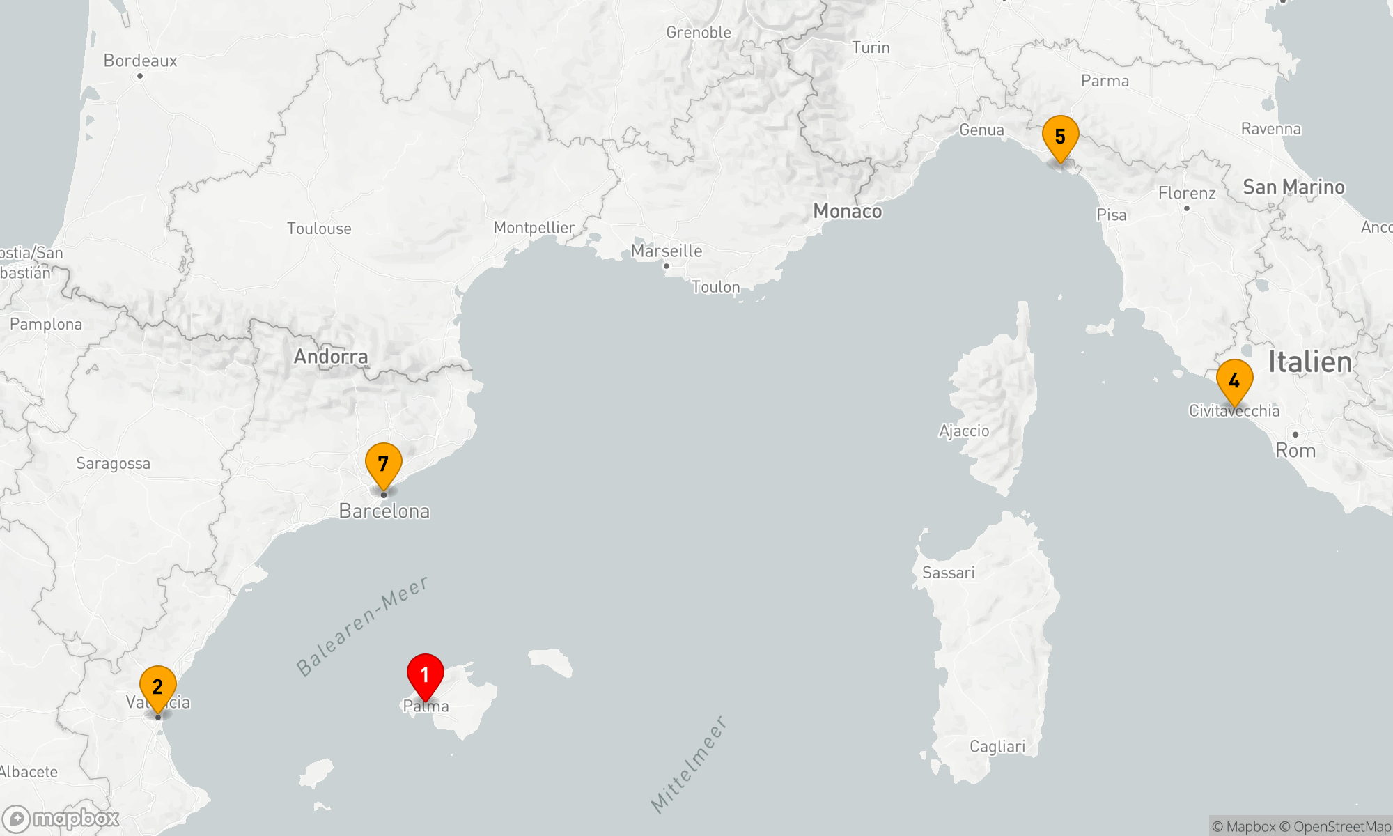 Route 7 Nächte - Festtage im  westlichen Mittelmeer