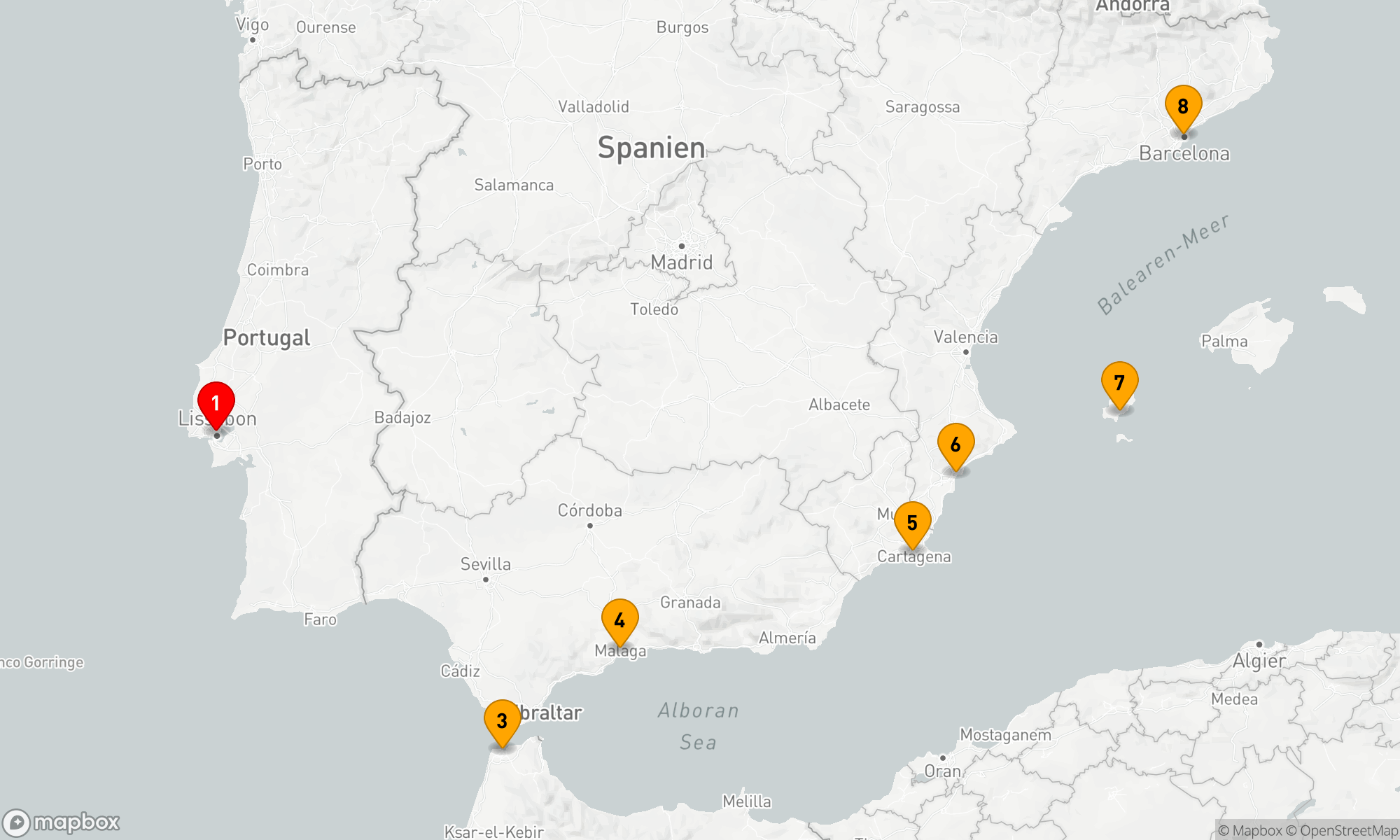 Route 7 Nächte - Mittelmeerzauber: Von Lissabon nach Barcelona