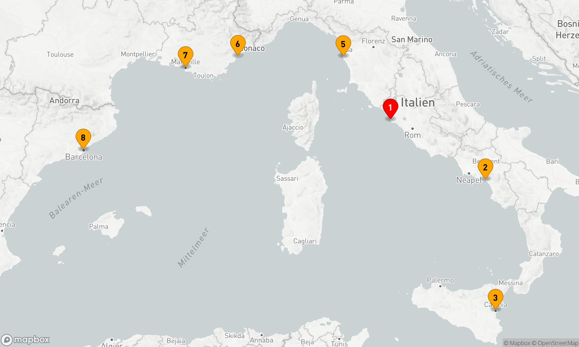 Route 7 Nächte - Mediterranes Abenteuer: Von Rom bis Barcelona