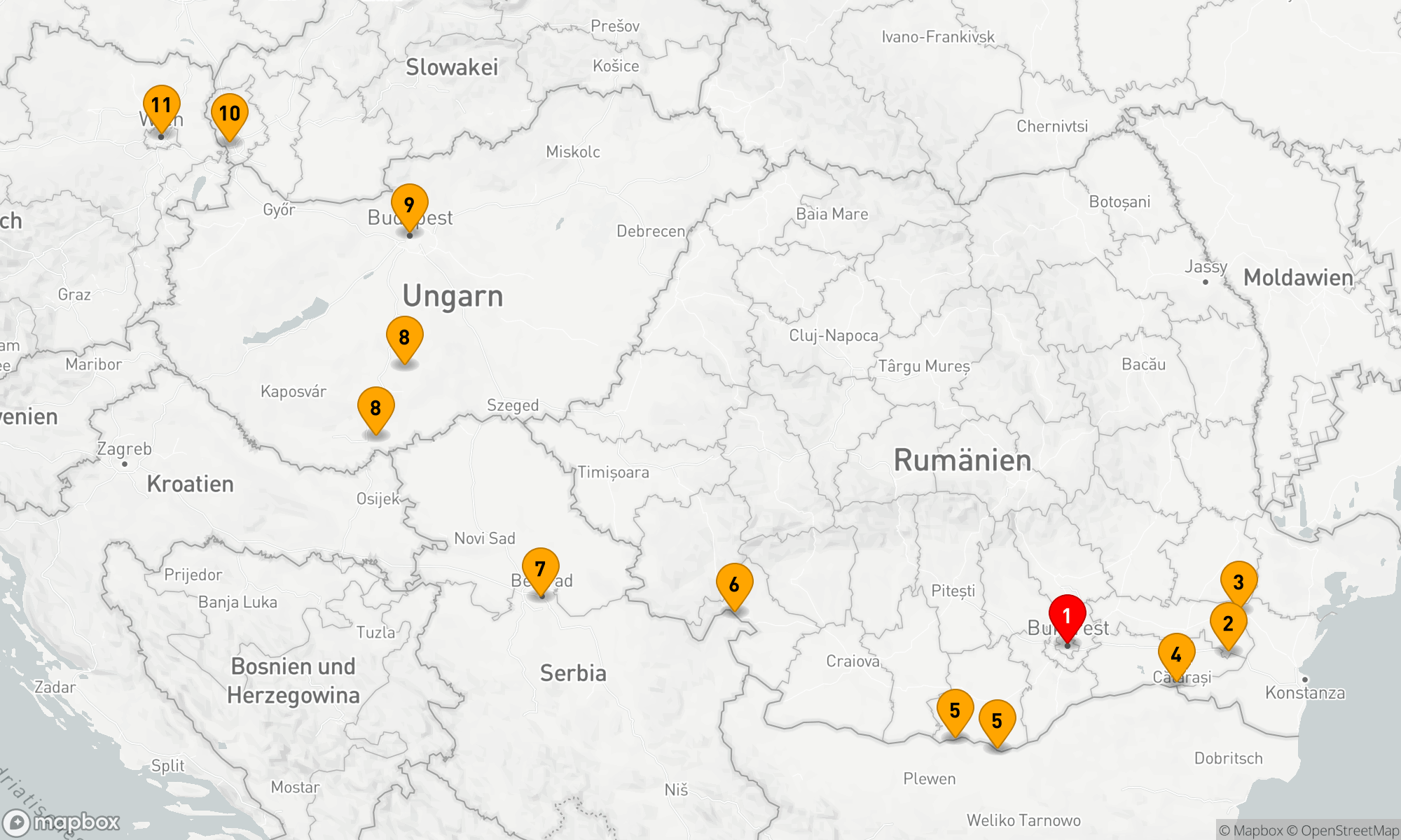 Route 10 Nächte - 1.200 Meilen entlang der Donau