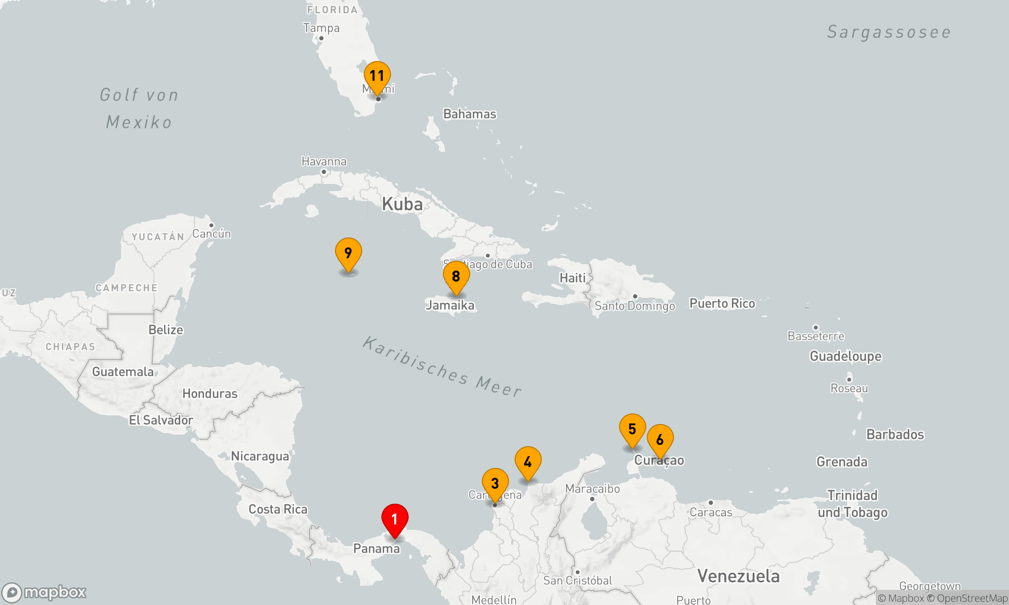 Route 10 Nächte - PANAMA TO CARIBBEAN JOY