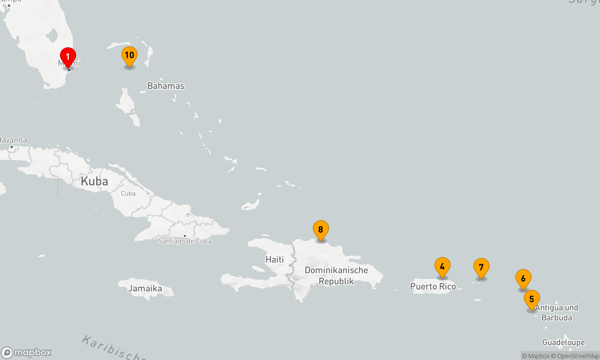 Route 10 Nächte - GOLDEN CARIBBEAN STRANDS