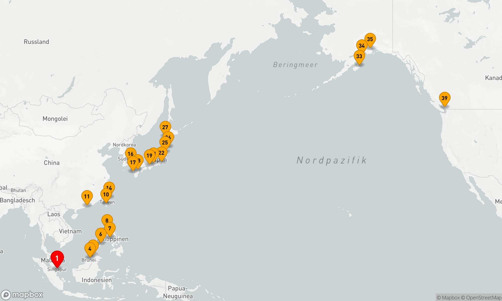 Route 39 Nächte - ASIA TO ALASKA MAJESTY