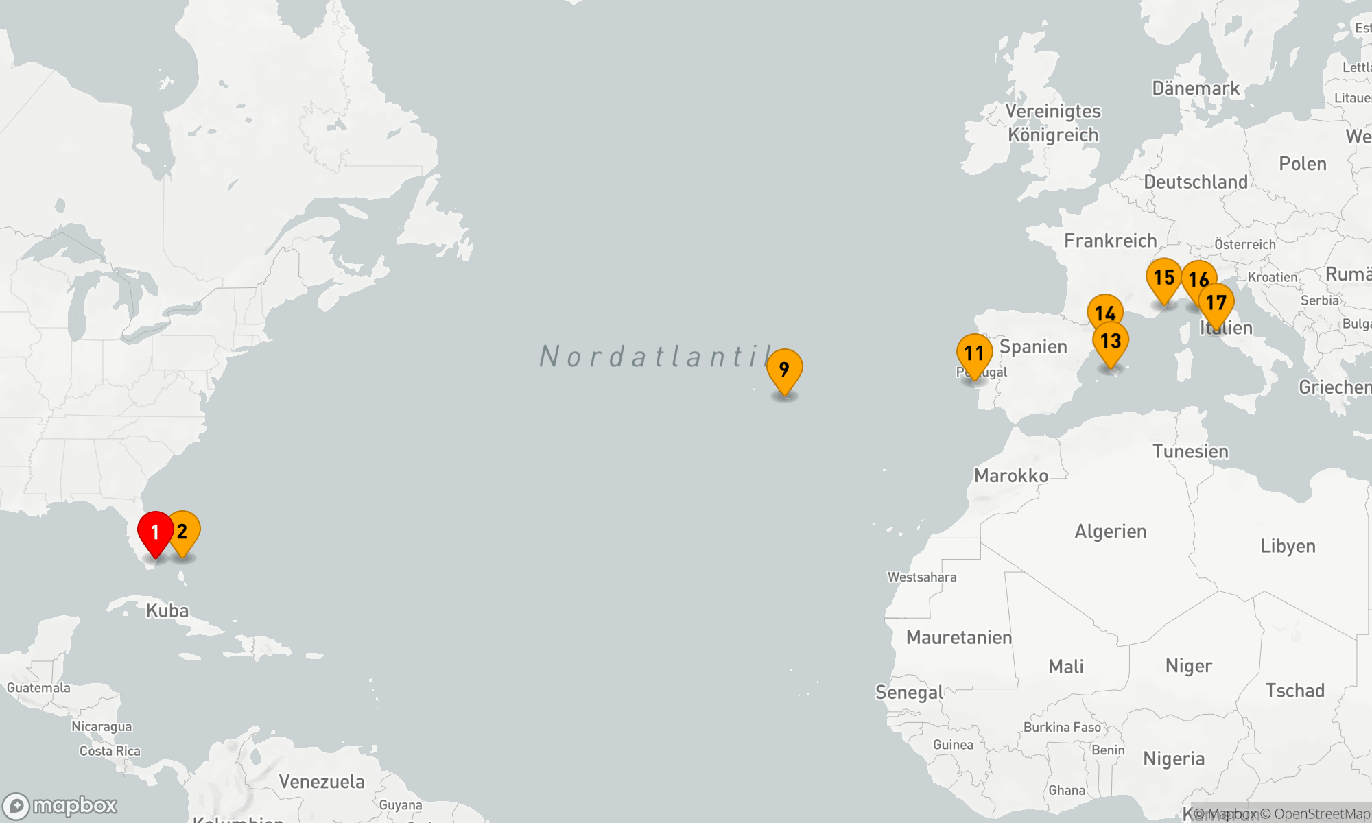 Route 16 Nächte - Von der Karibik zum Mittelmeer: Eine Reise mediterraner Entdeckungen