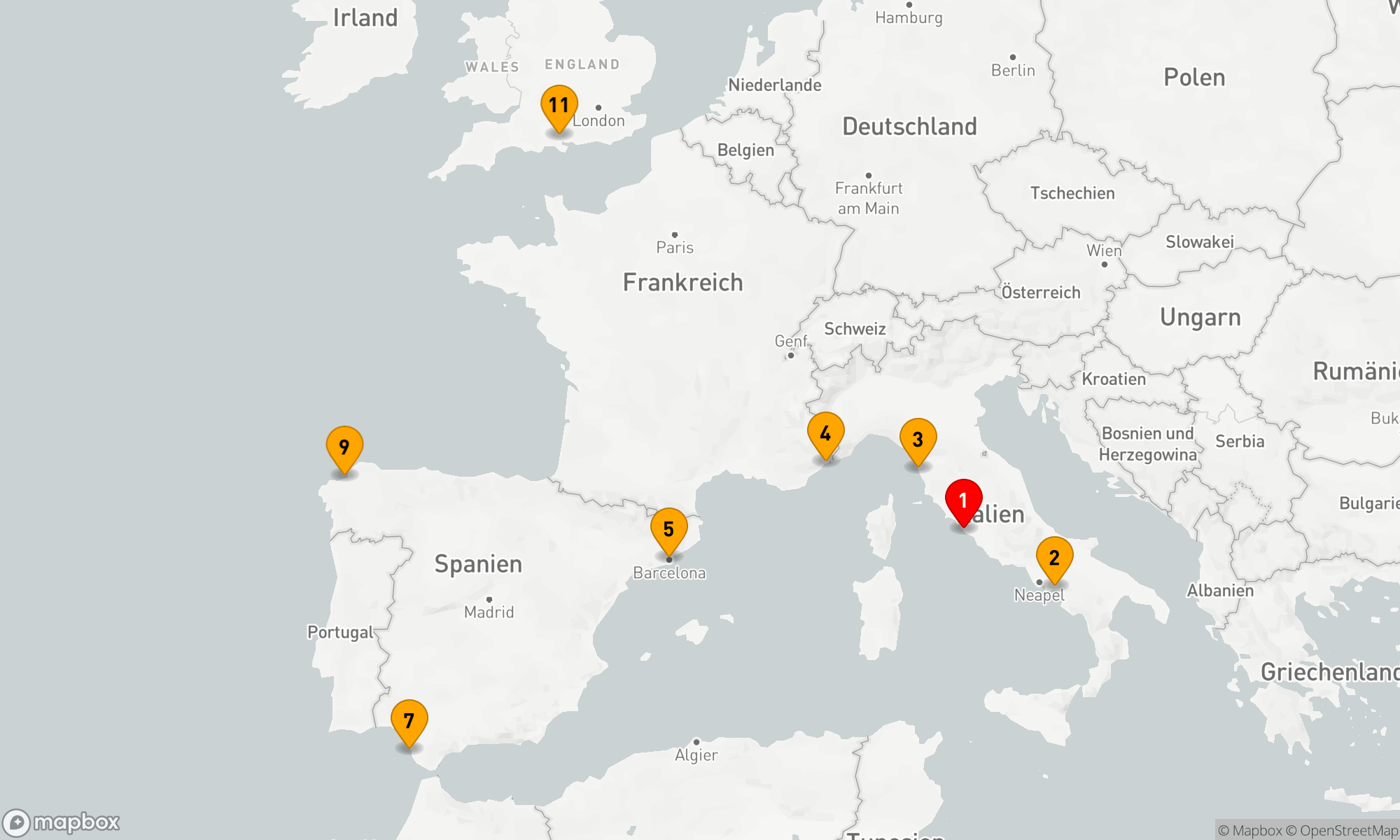 Route 10 Nächte - Von der Ewigen Stadt zu den Küstenperlen Europas
