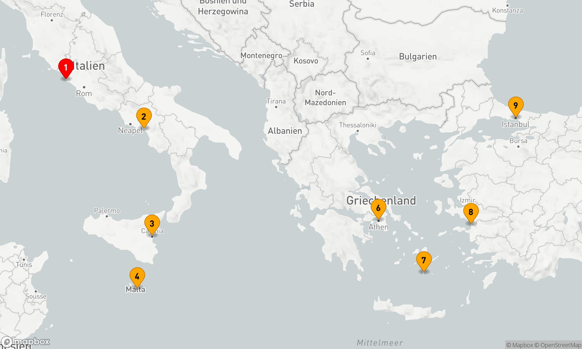 Route 9 Nächte - Von der ewigen Stadt zum Bosporus: Kulturelle Höhepunkte der Mittelmeerreise