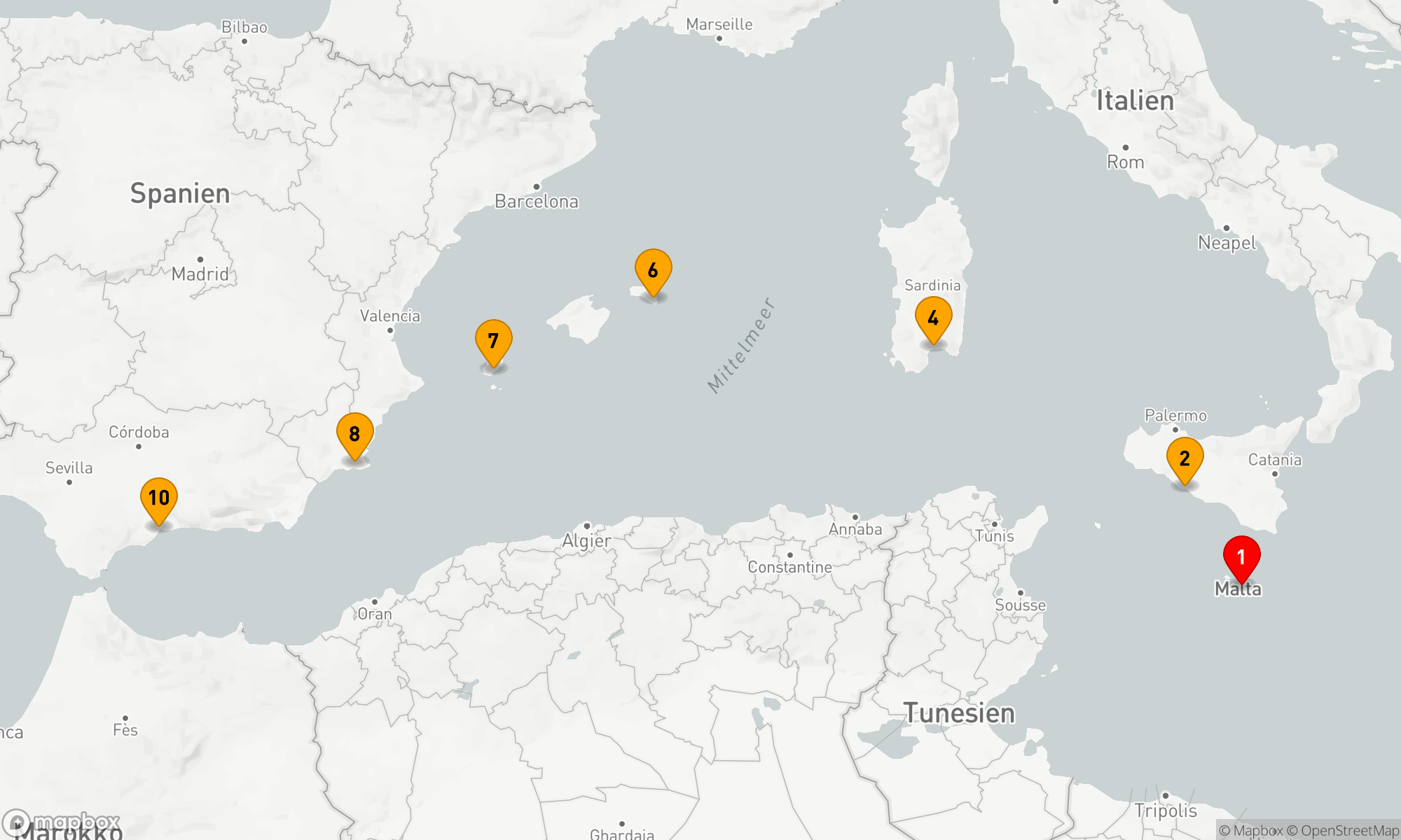 Route 9 Nächte - Malta,  Balearen und Spanien