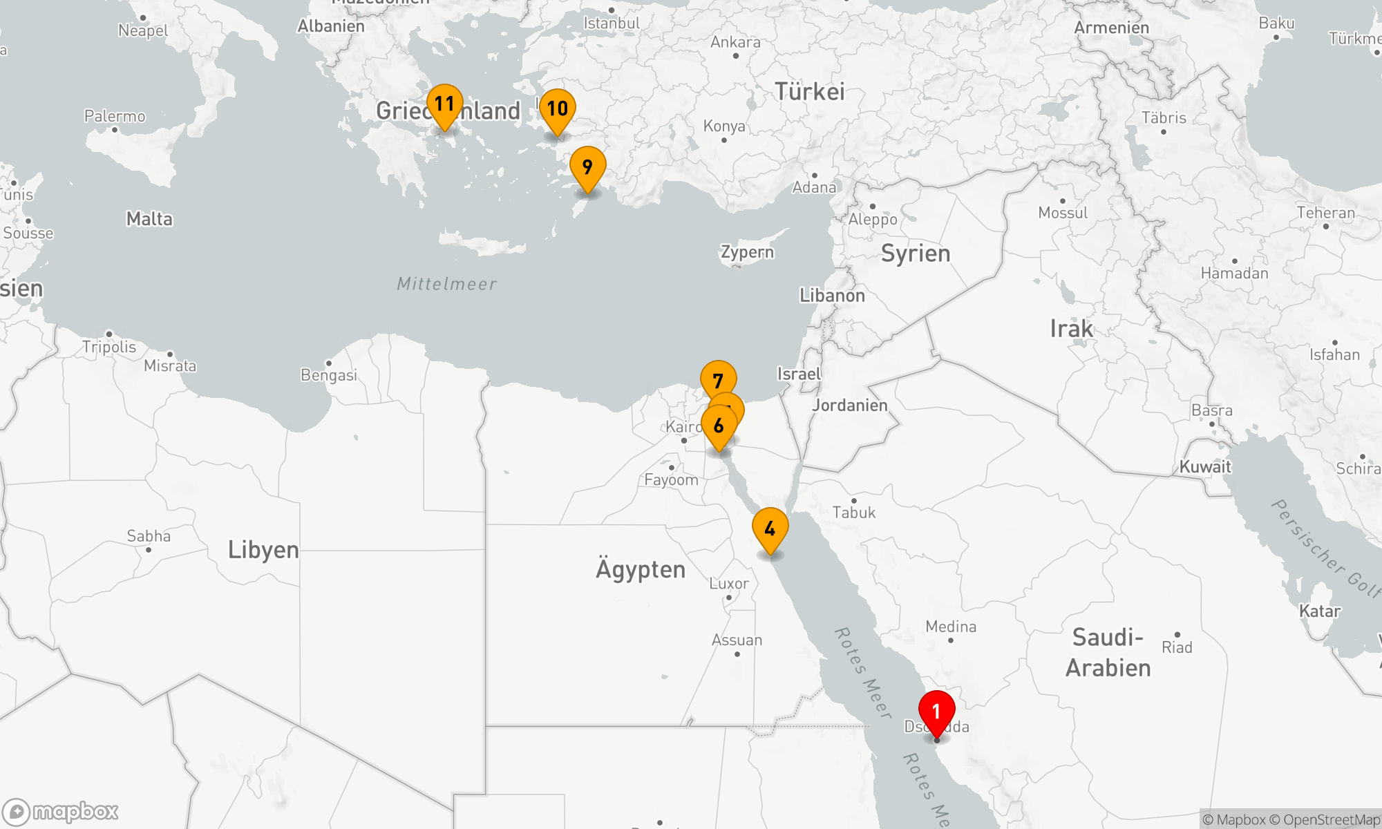 Route 10 Nächte - Kulturschätze von Arabien bis zum Mittelmeer