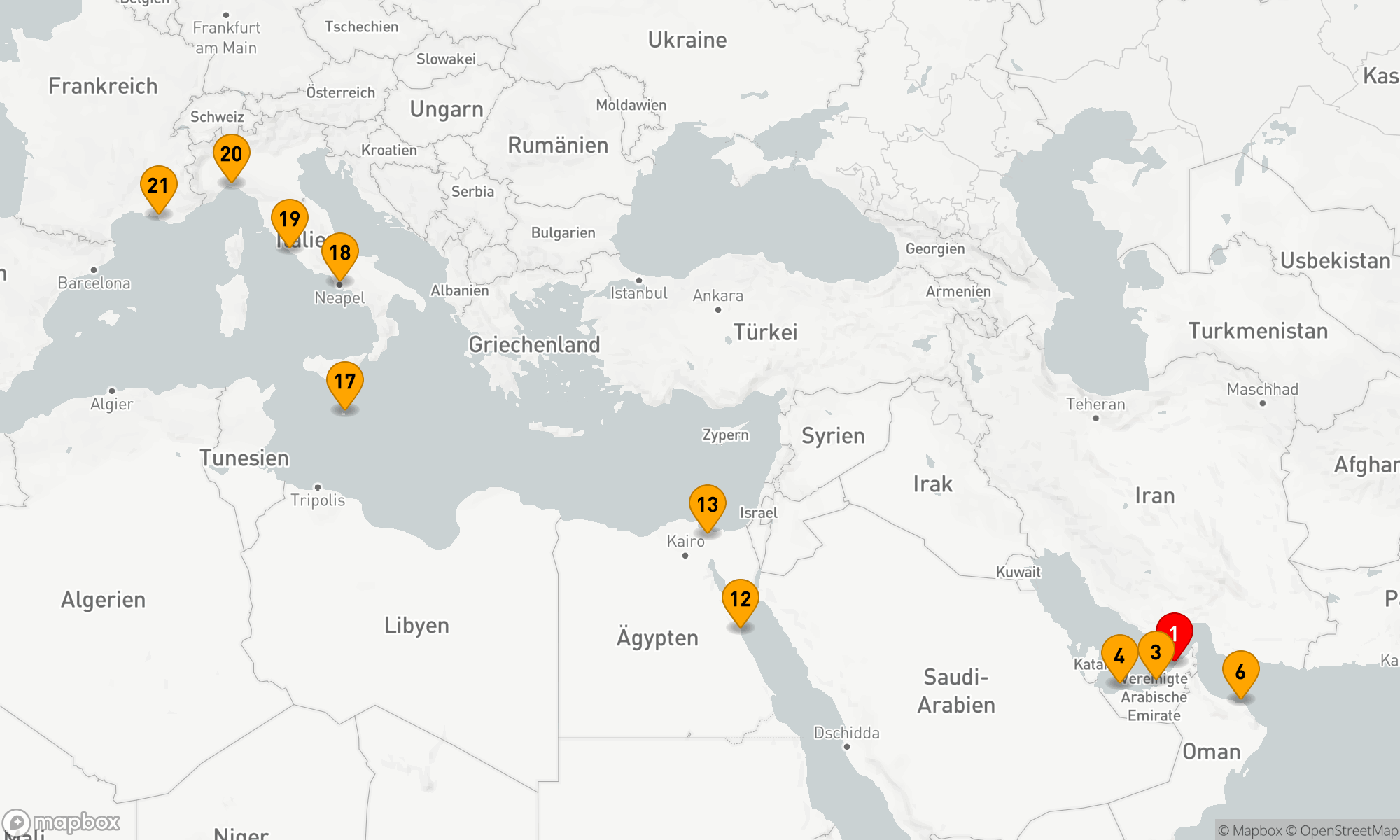 Route 20 Nächte - Von Wüstenmetropolen zu Mittelmeerperlen