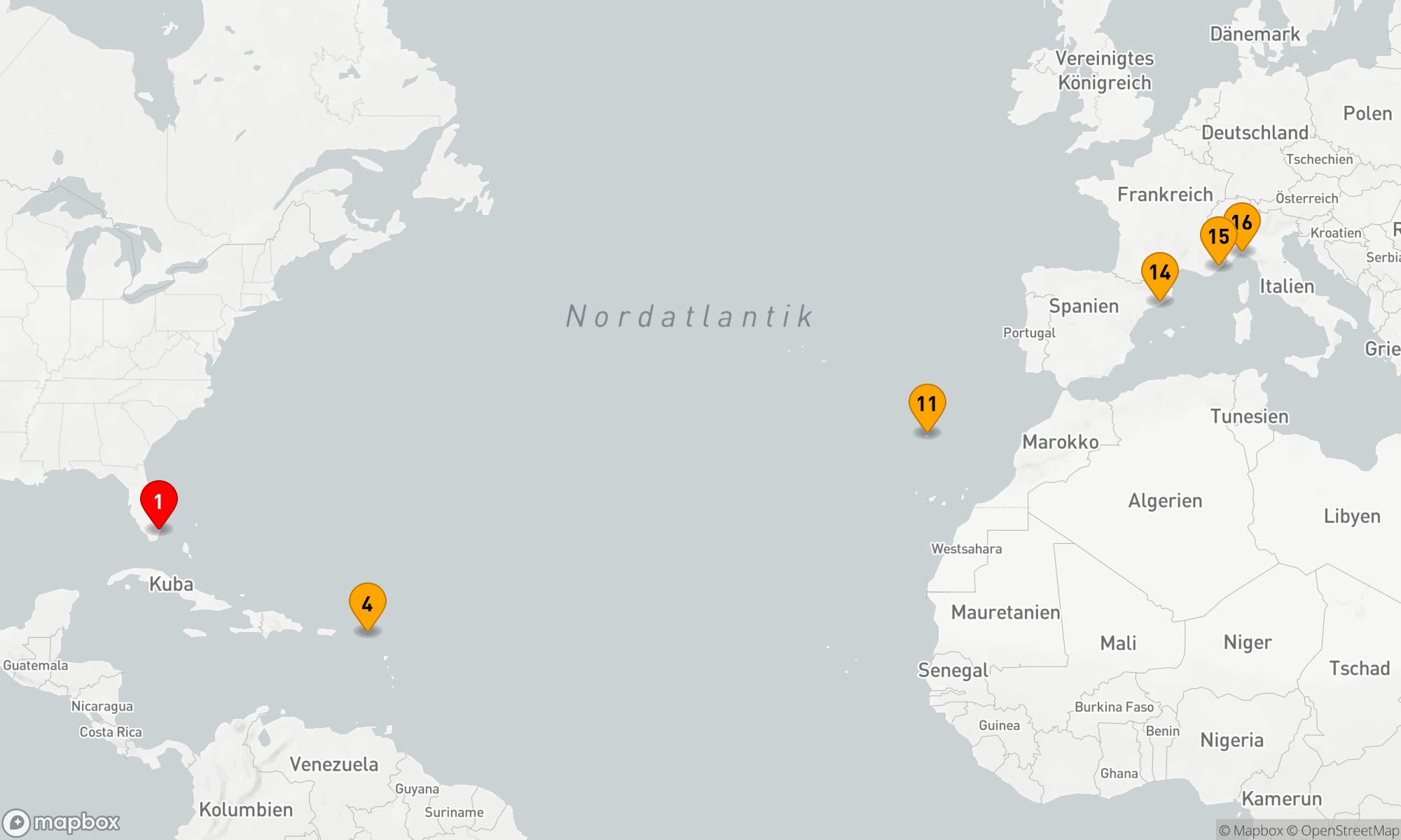 Route 15 Nächte - Perlen der Transatlantik-Route