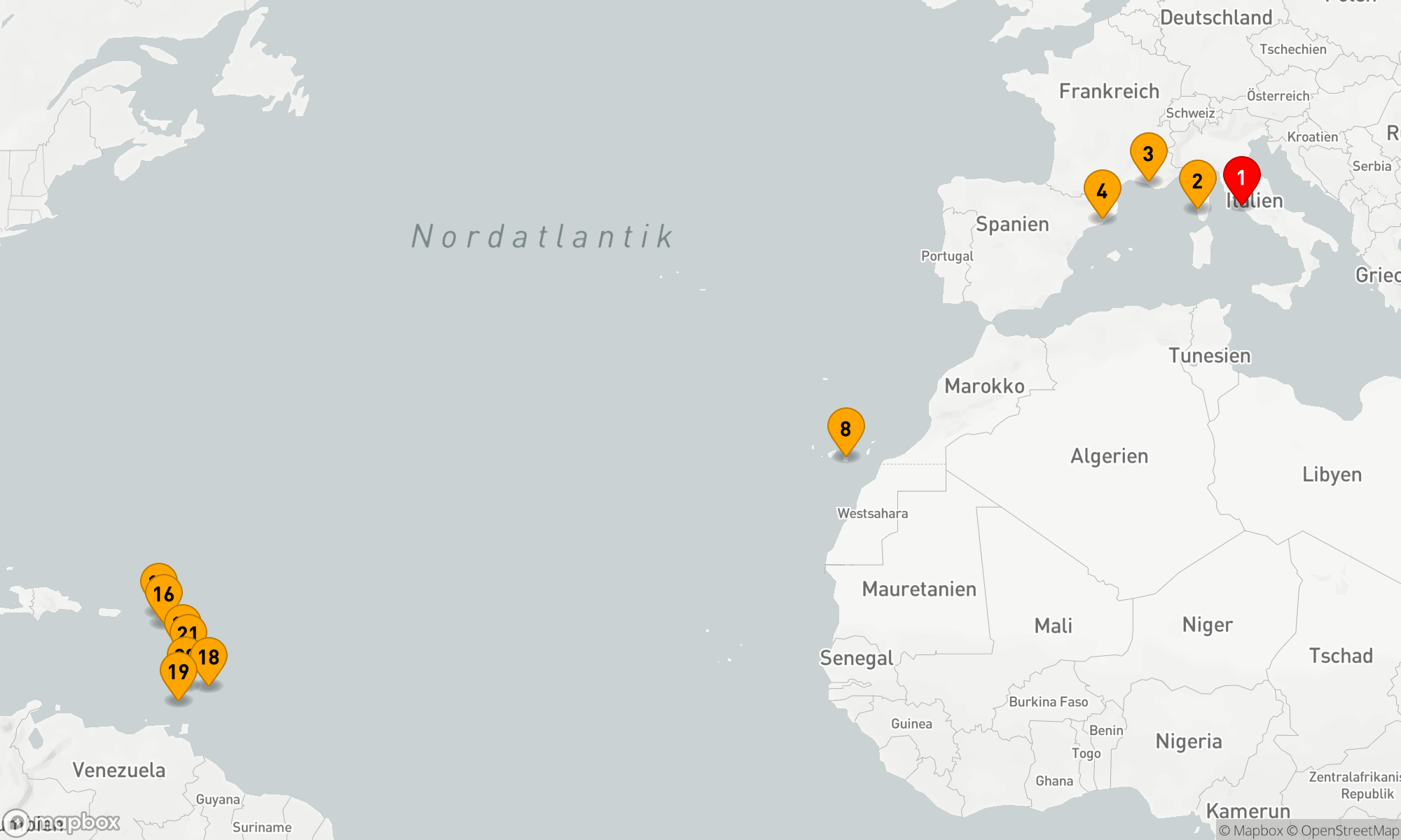 Route 20 Nächte - Mediterrane und Karibische Entdeckungsreise