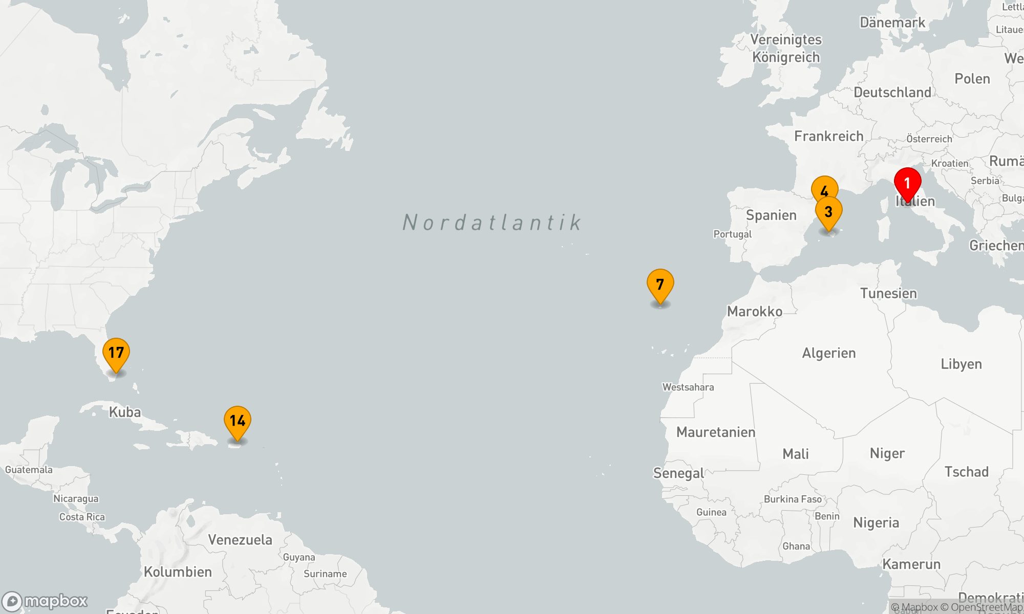 Route 16 Nächte - Entdeckungsreise über den Atlantik: Von Rom nach Miami
