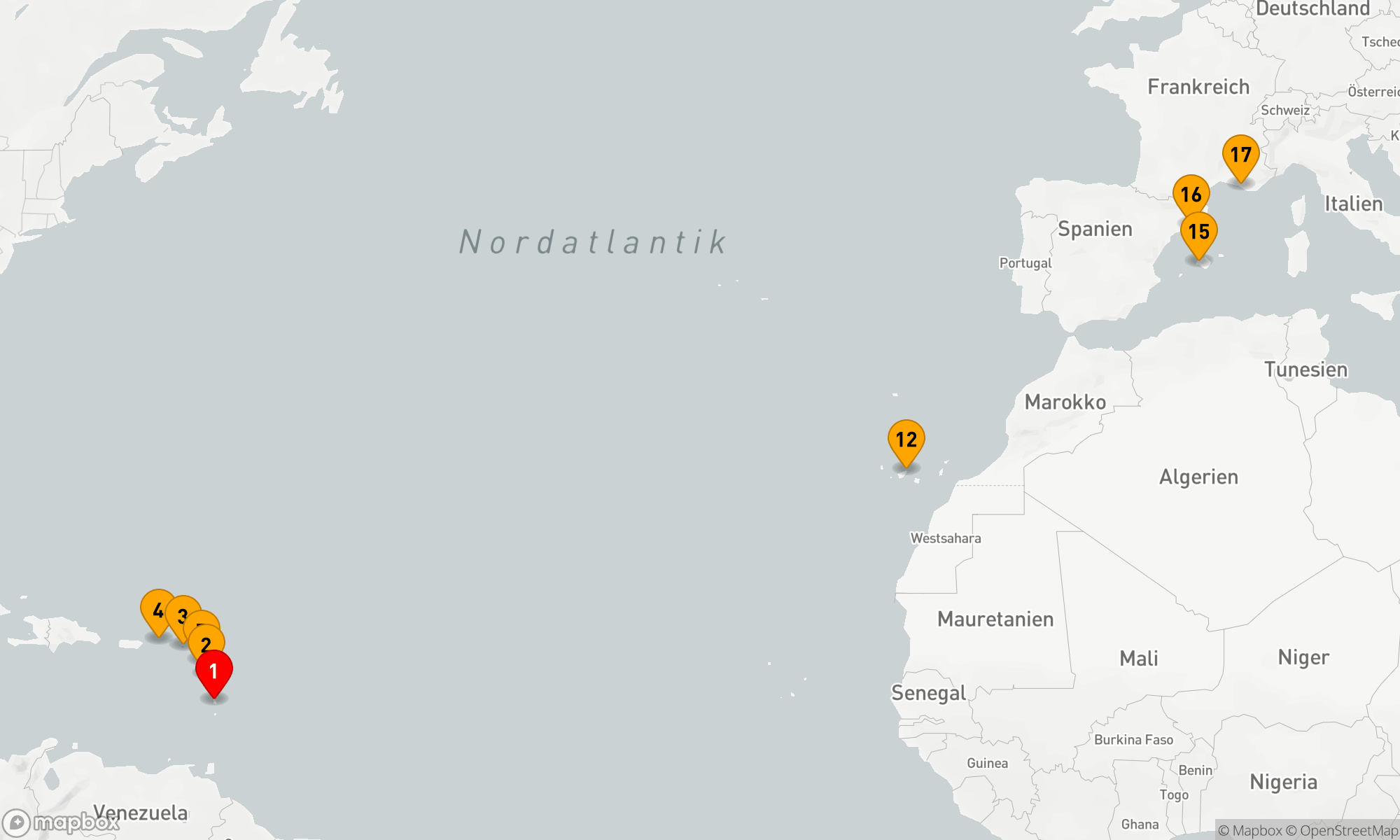 Route 16 Nächte - Karibische Entdeckung und Mediterranes Flair