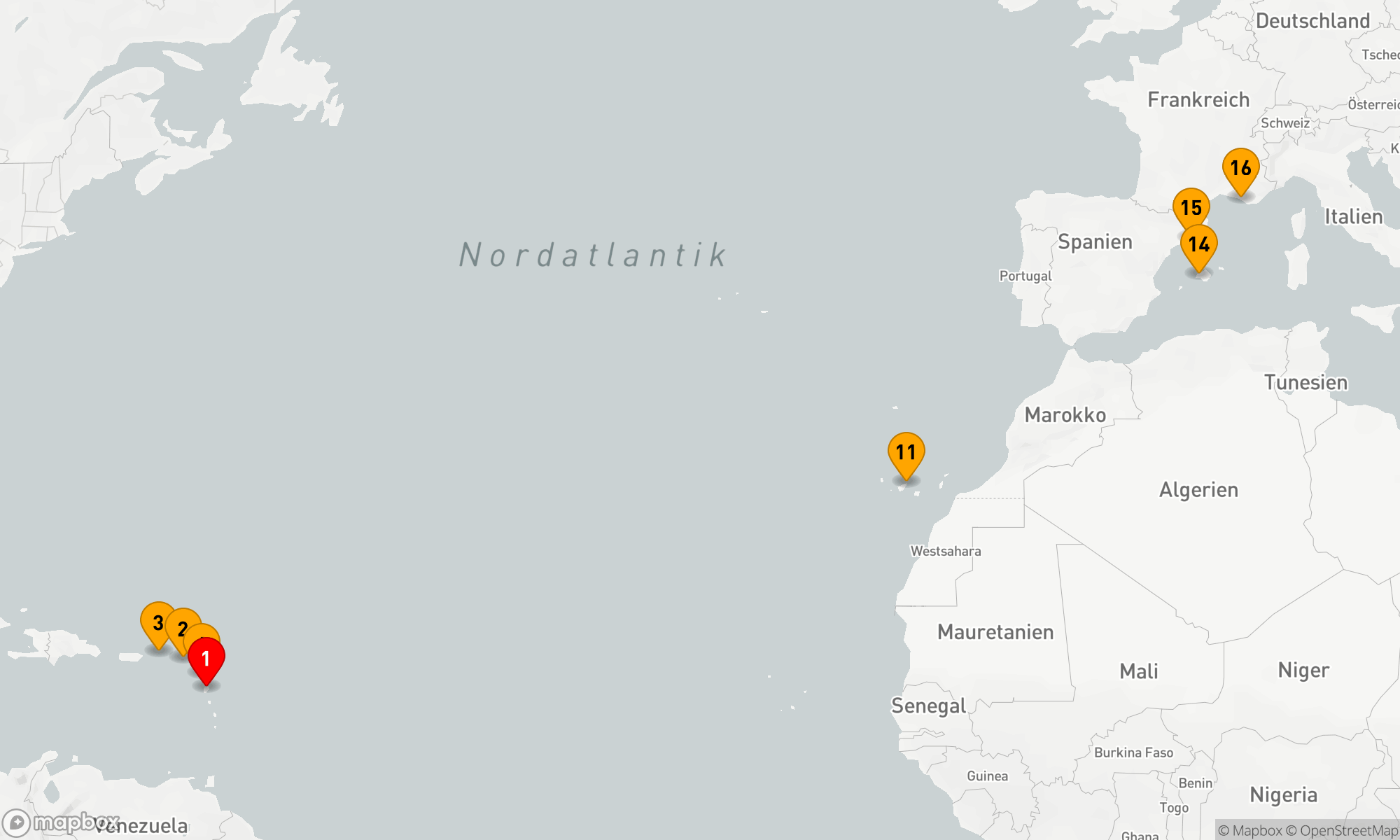 Route 15 Nächte - Karibische Inselträume und Mittelmeerzauber