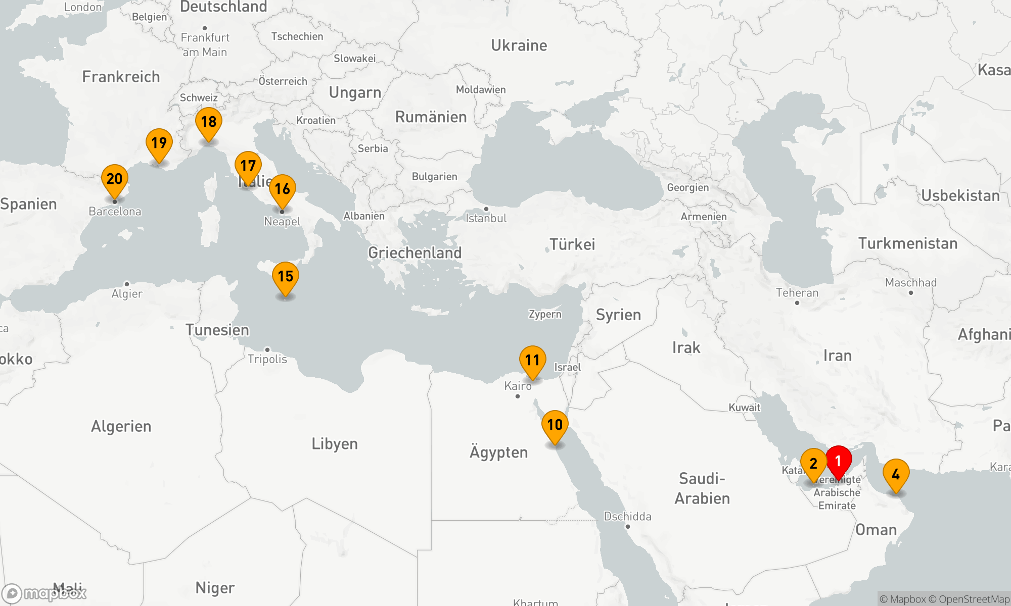 Route 19 Nächte - Von den Dünen Arabiens zu den Küsten des Mittelmeers