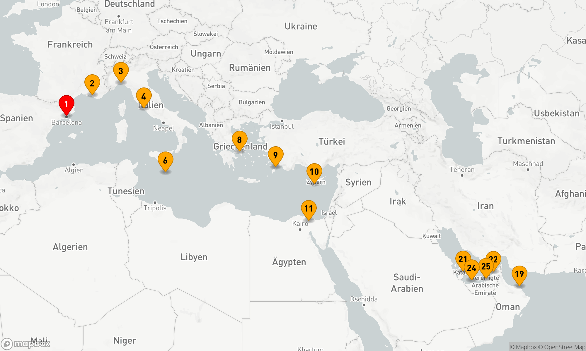 Route 24 Nächte - Von Barcelona zu den Wundern Arabiens